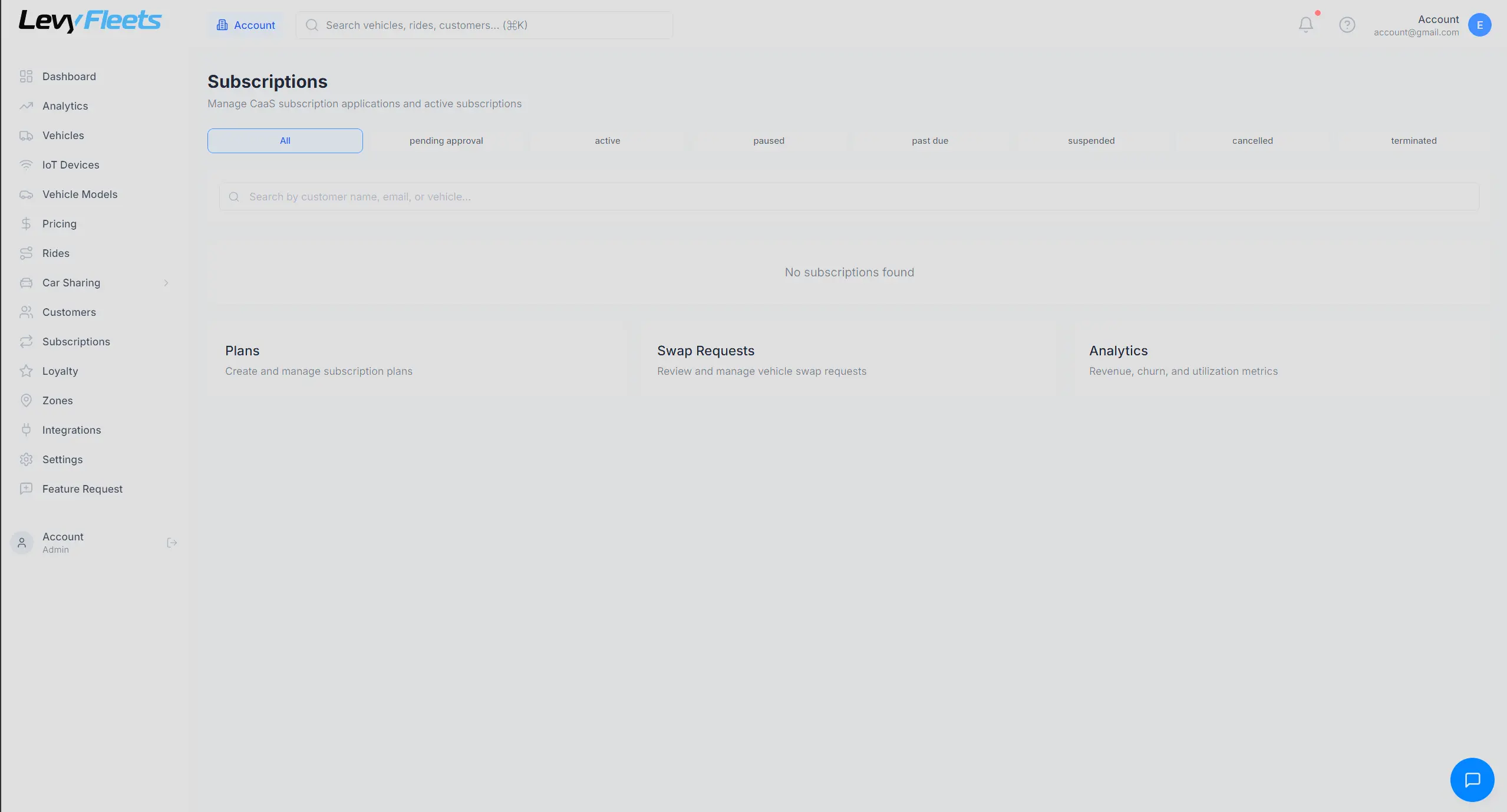Levy Electric fleet management app interface - Tritonmark IoT development