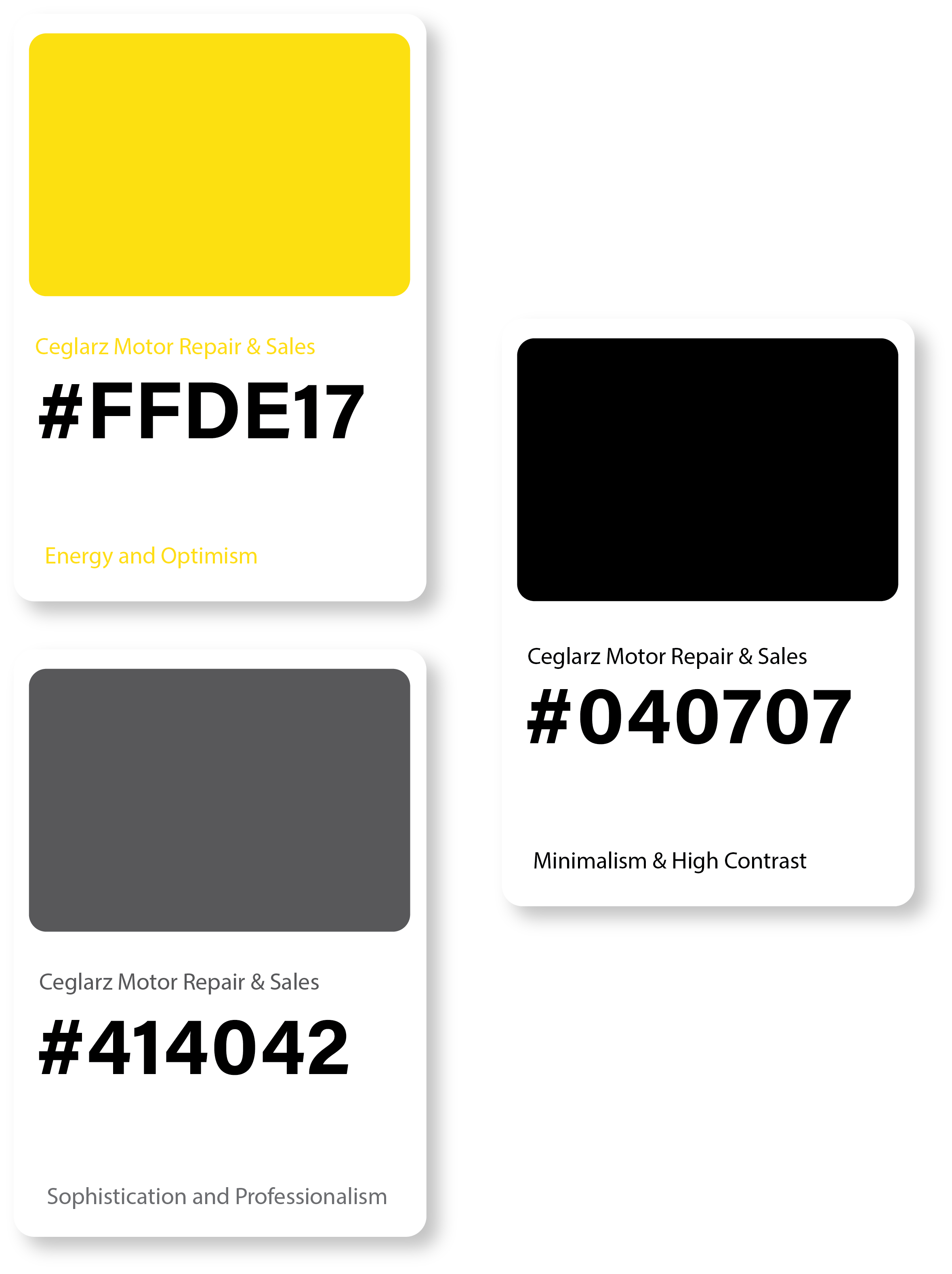 Ceglarz Motors brand color palette by Tritonmark Connecticut