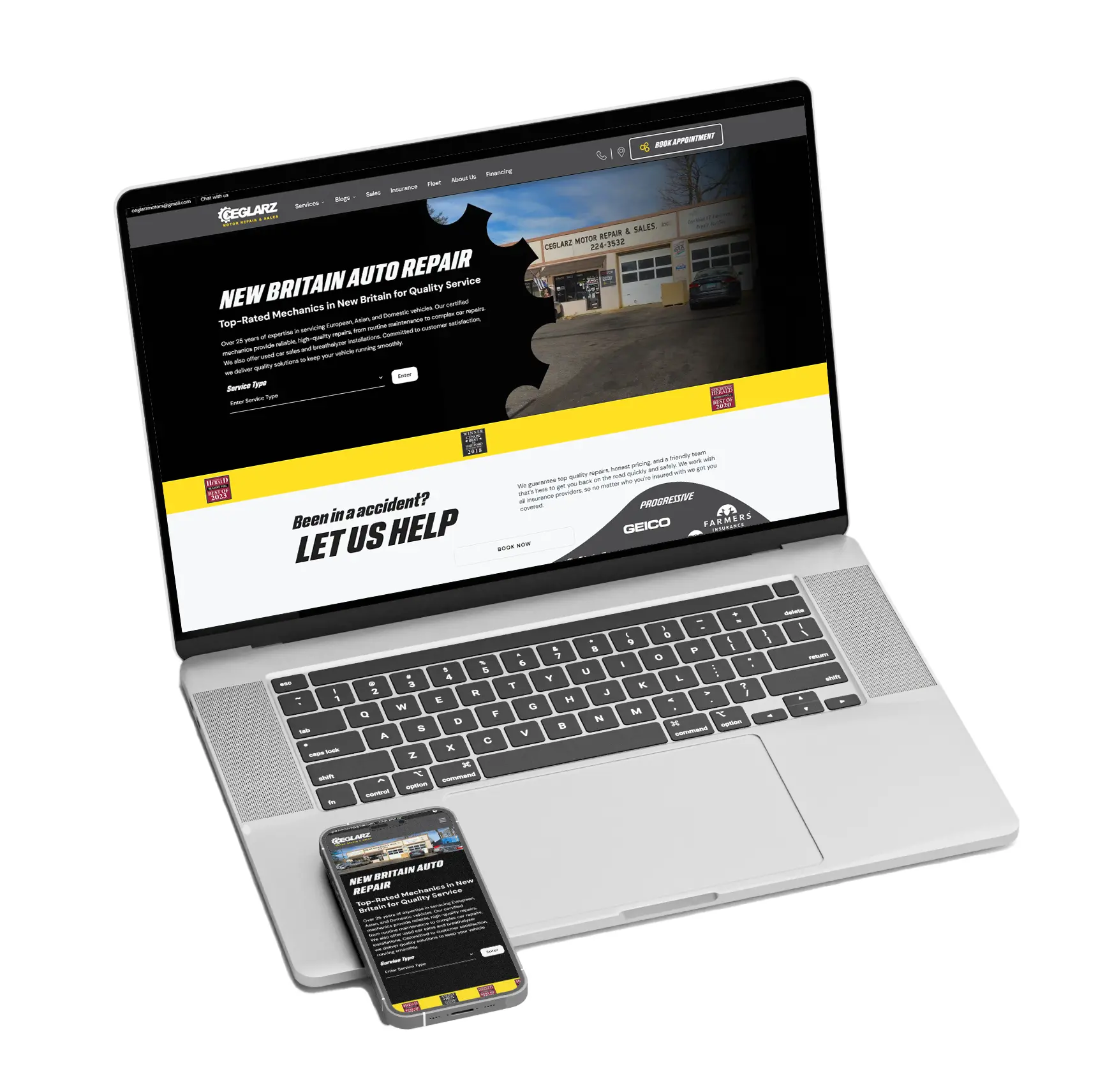 Ceglarz Motors website design mockup by Tritonmark Connecticut