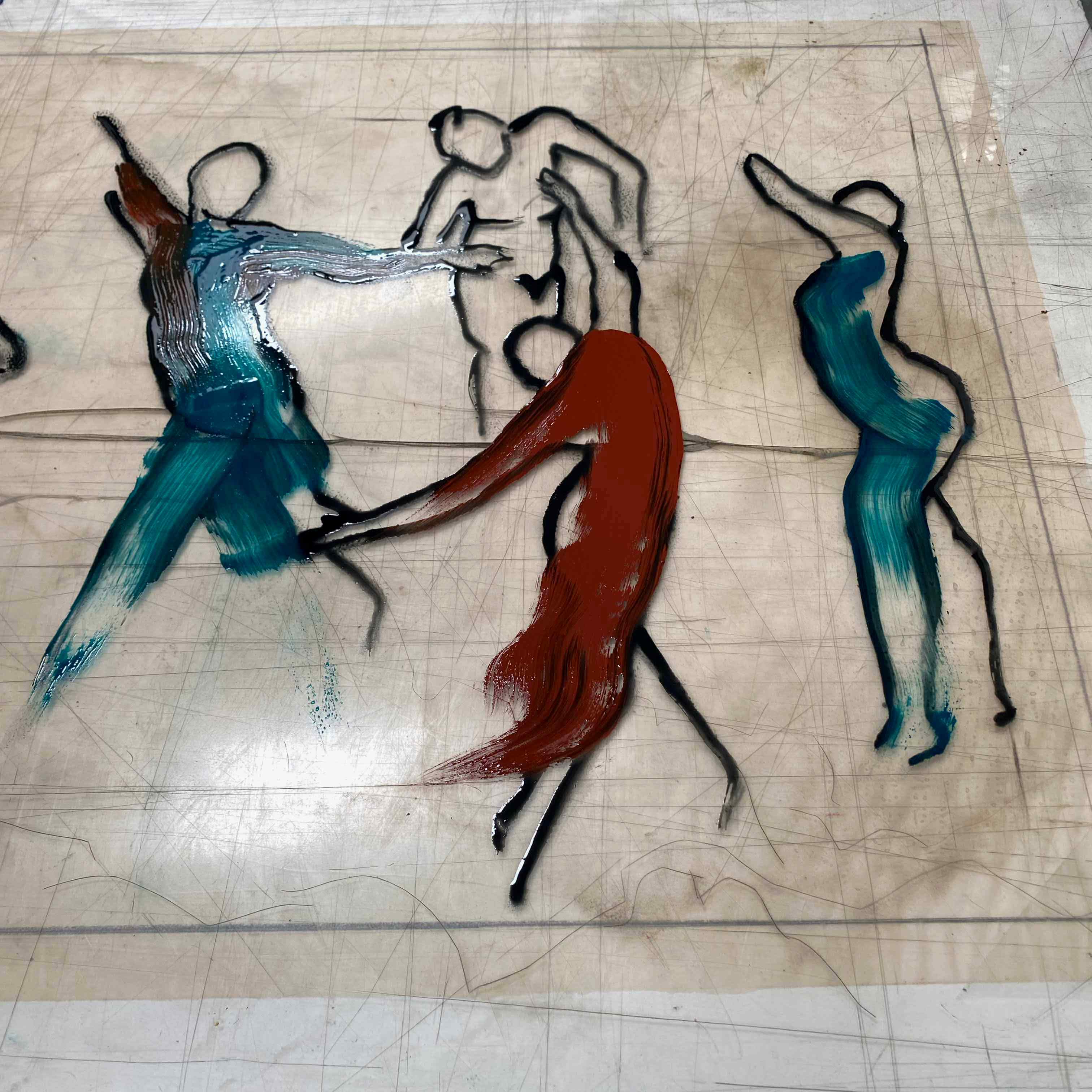 Mardi Gras Monoprints - Frances Swigart