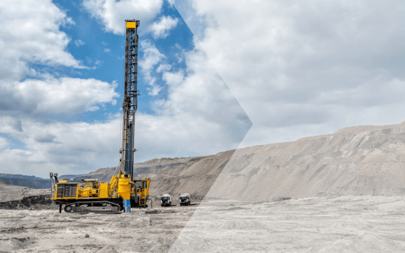 Drill rig landscape with trucks
