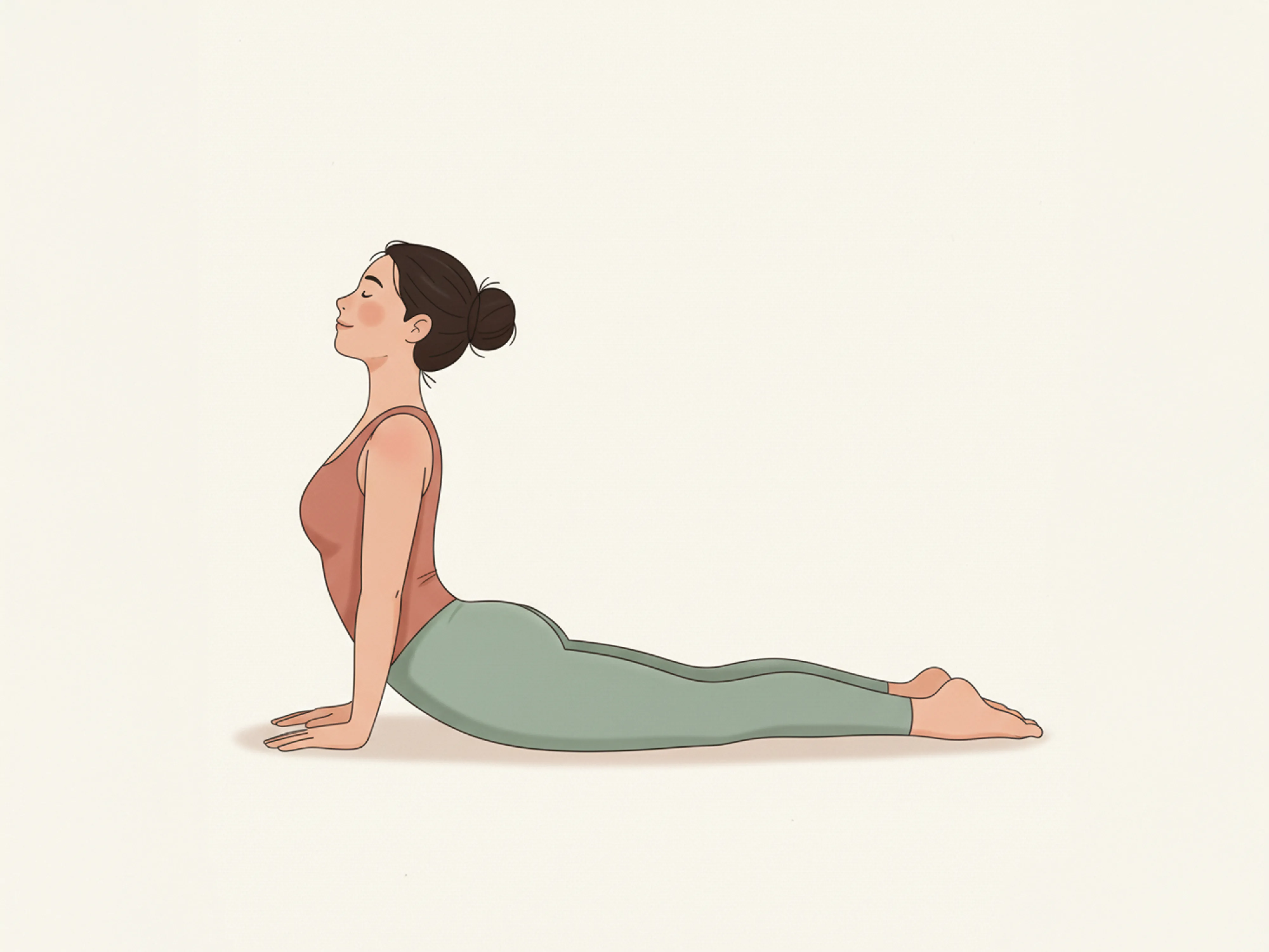 Illustration einer Frau in der Kobra-Pose, die zeigt, wie Abnehmen mit Yoga durch sanfte Rücken- und Bauchmuskelübungen unterstützt werden kann.