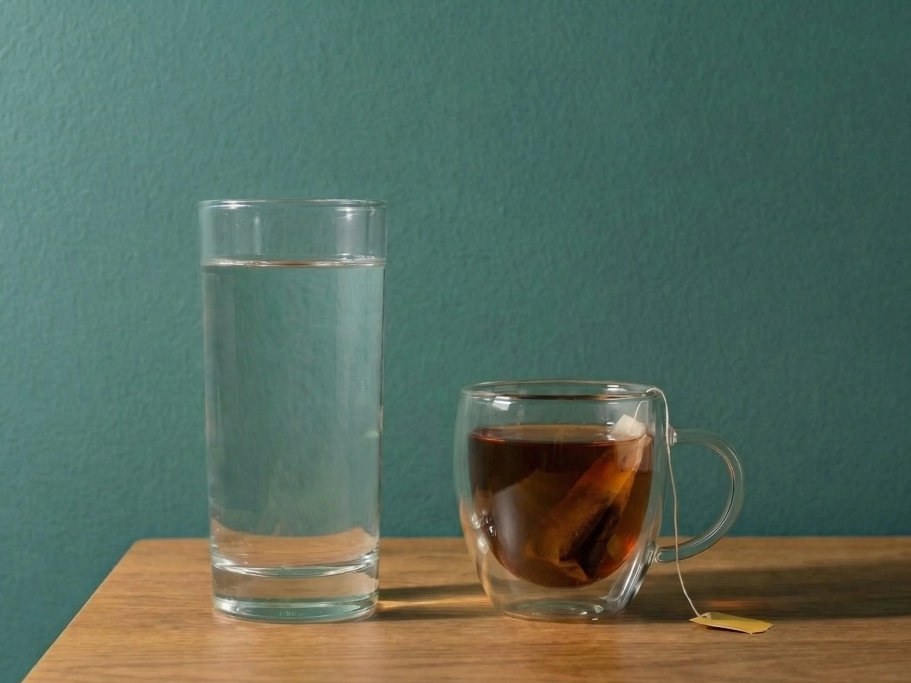 Nulldiät Konzept mit Wasser und Tee – Symbol für Verzicht und Kalorienreduktion