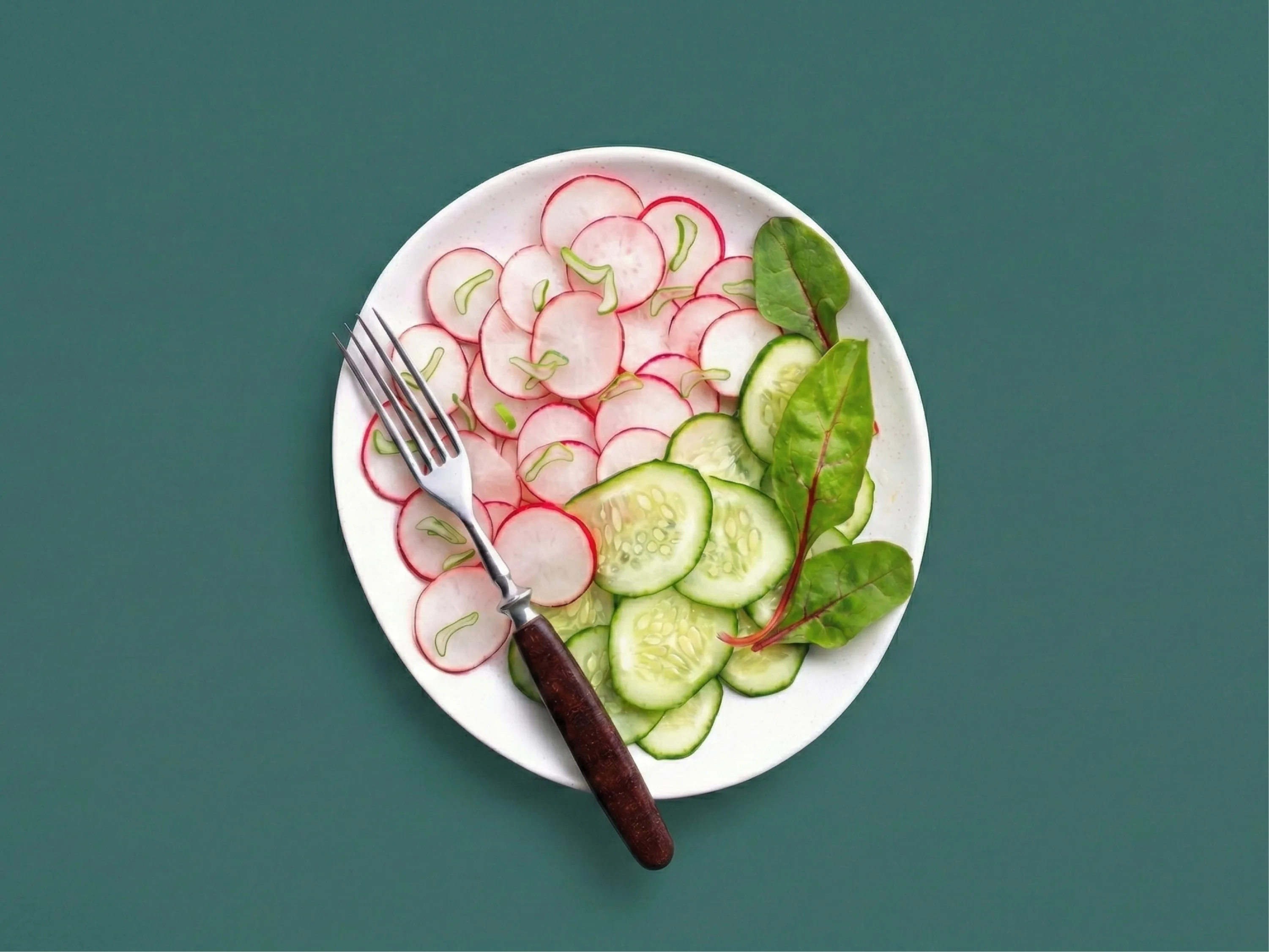 Leichter Salat mit Gurke und Radieschen als Symboldbild für die HCG-Diät.