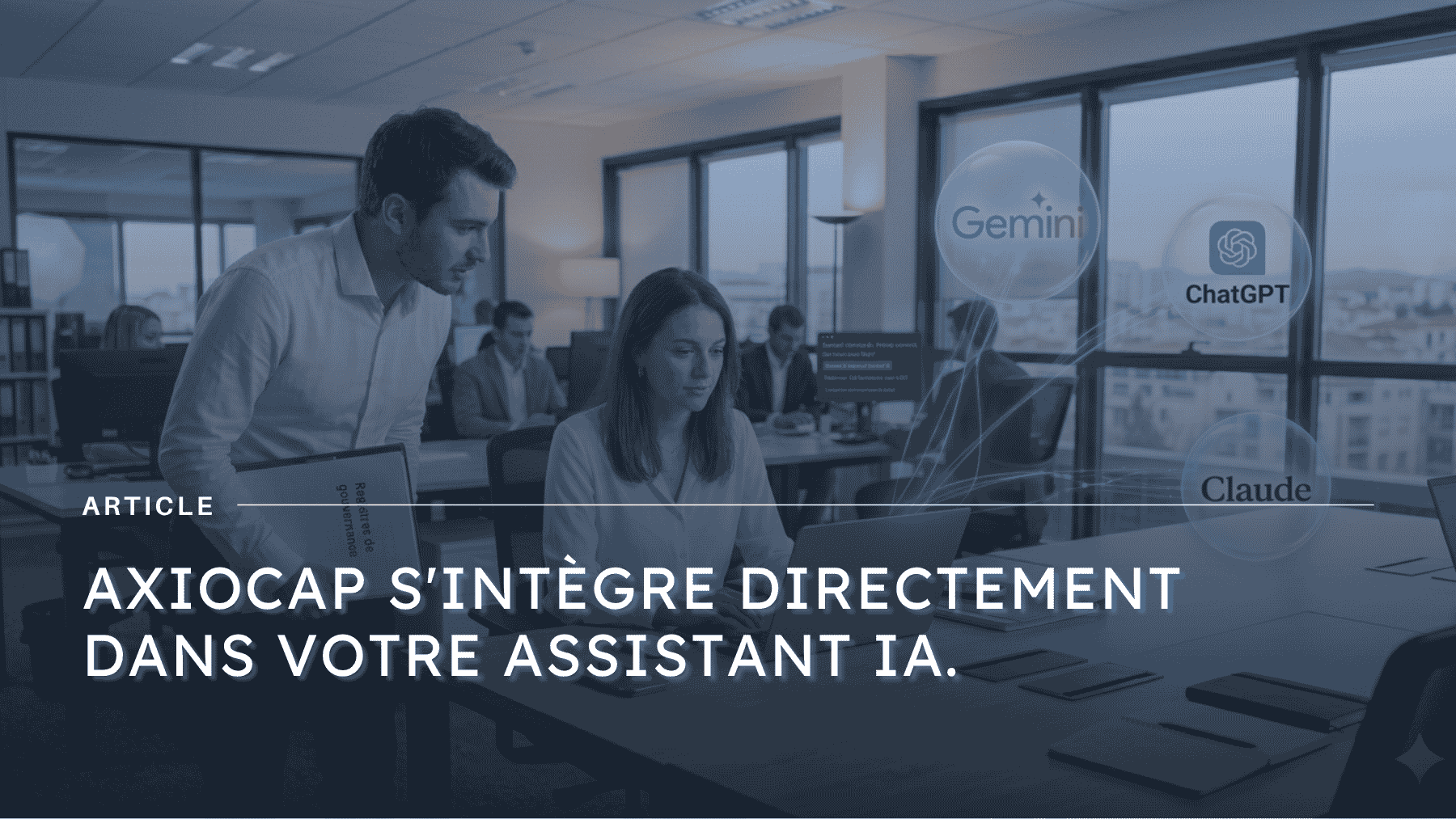 Illustration représentant un assistant IA connecté aux données d'entreprise via le protocole MCP