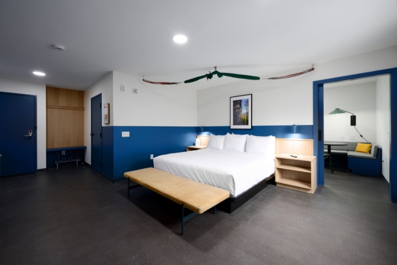 hotel suite with king bed and bunk room in missoula