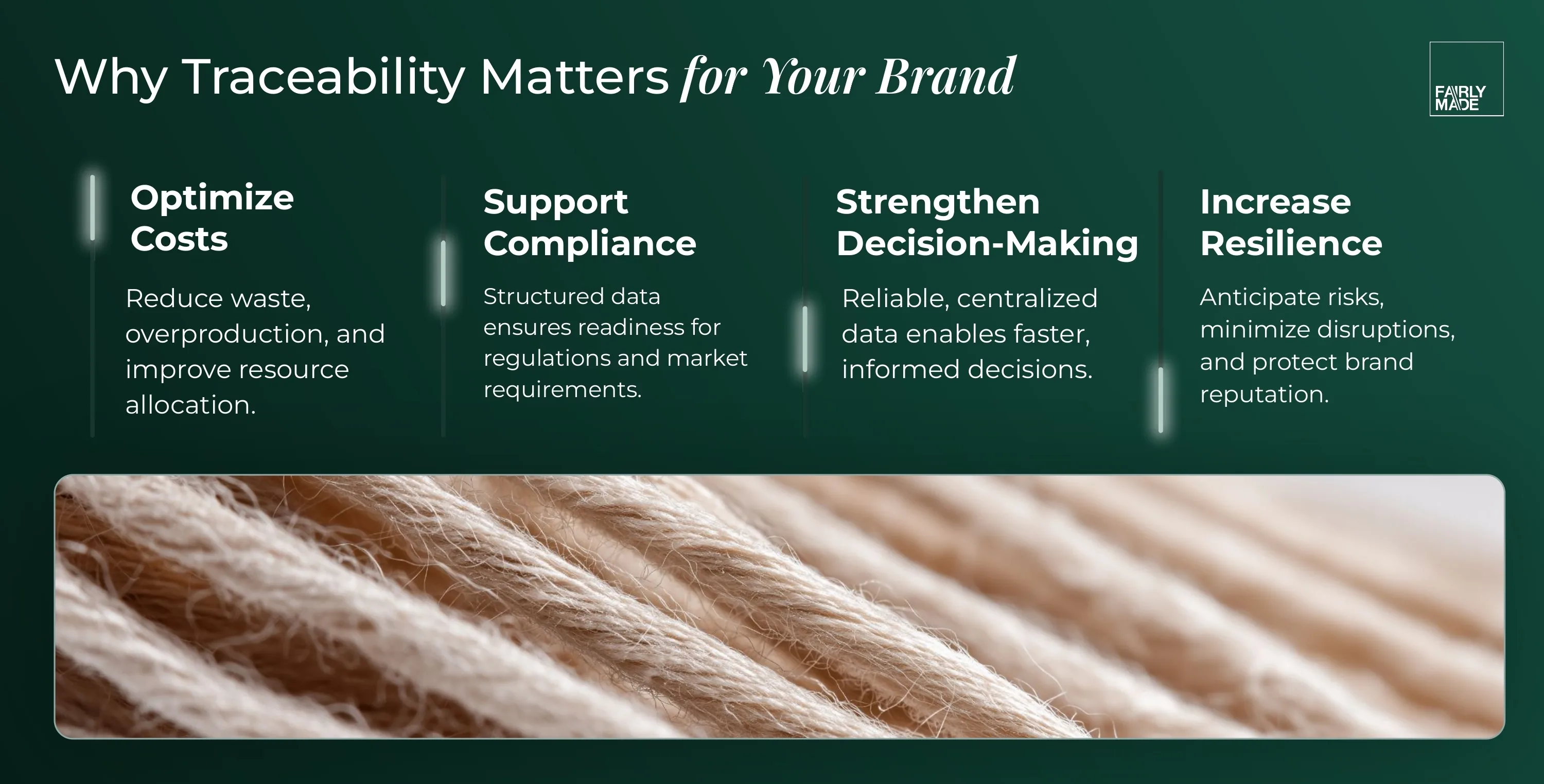 Infographic outlining the tangible cost and resource benefits of traceability for brands