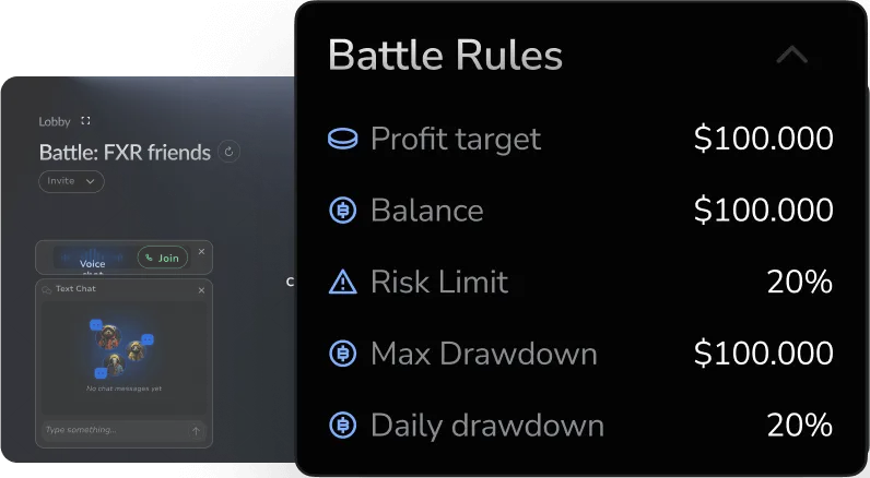 Lobby screen showing casual trading battle with players’ avatar