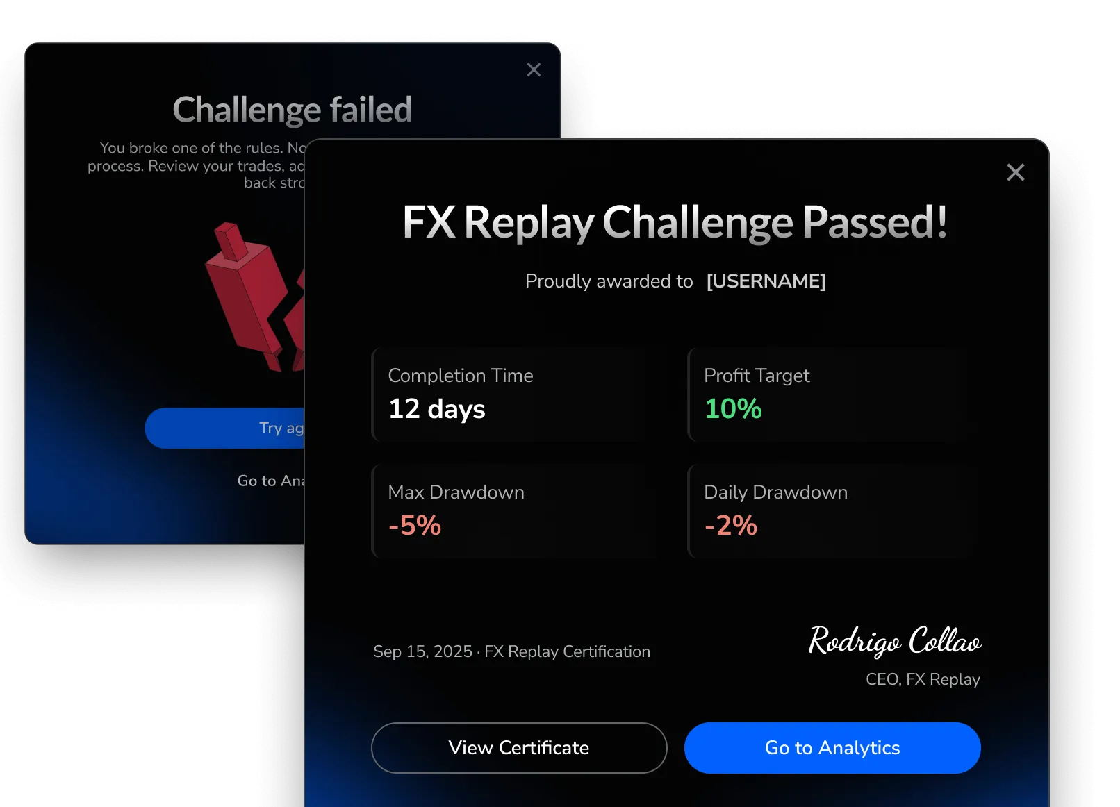 FX Replay screen showing CSV import tool mapping trade history columns to journal fields