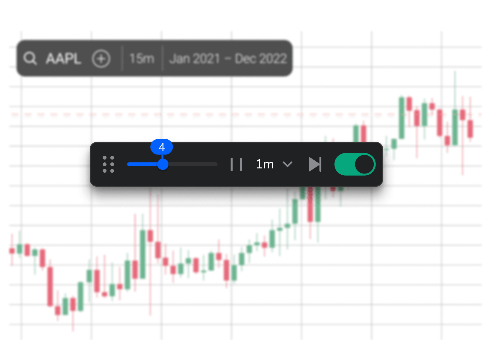 FX Replay screen with advanced filters applied to trading data