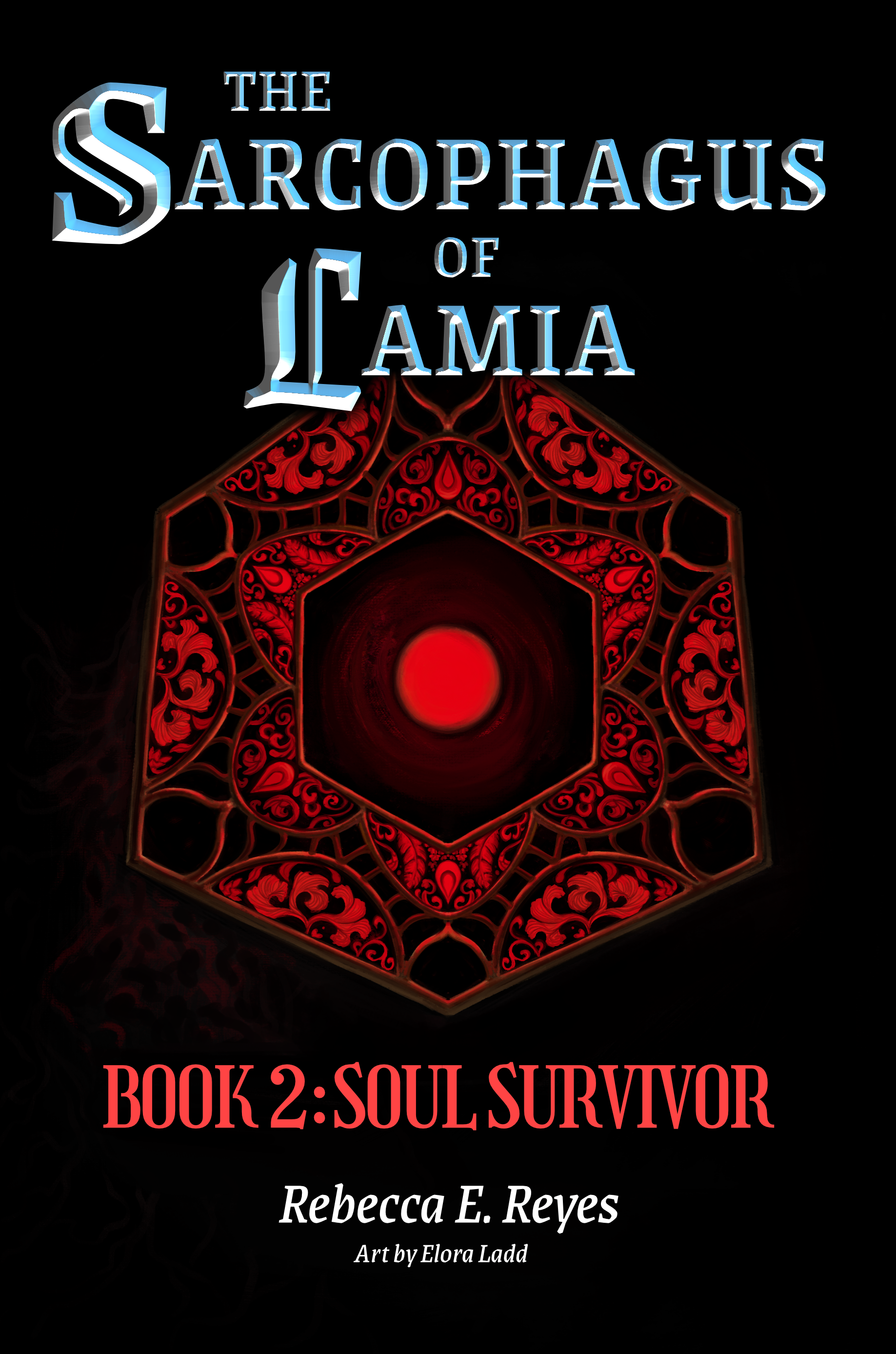 Sigils of Blight's book cover is of a six-sided lantern lit with a ghostly flame, in the jungle, in front of burning ruins.