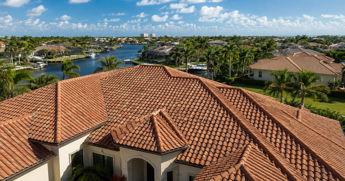 Tile rooftops from Fort Myers Florida area