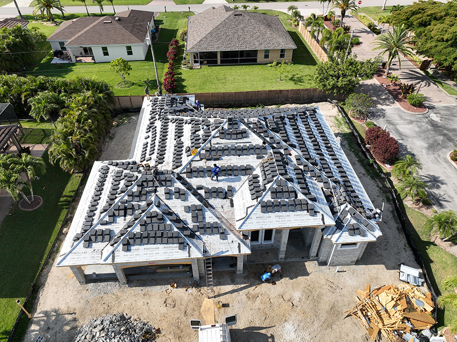 Palmetto Pointe Cape Coral home in progress of new concrete title roof installation.