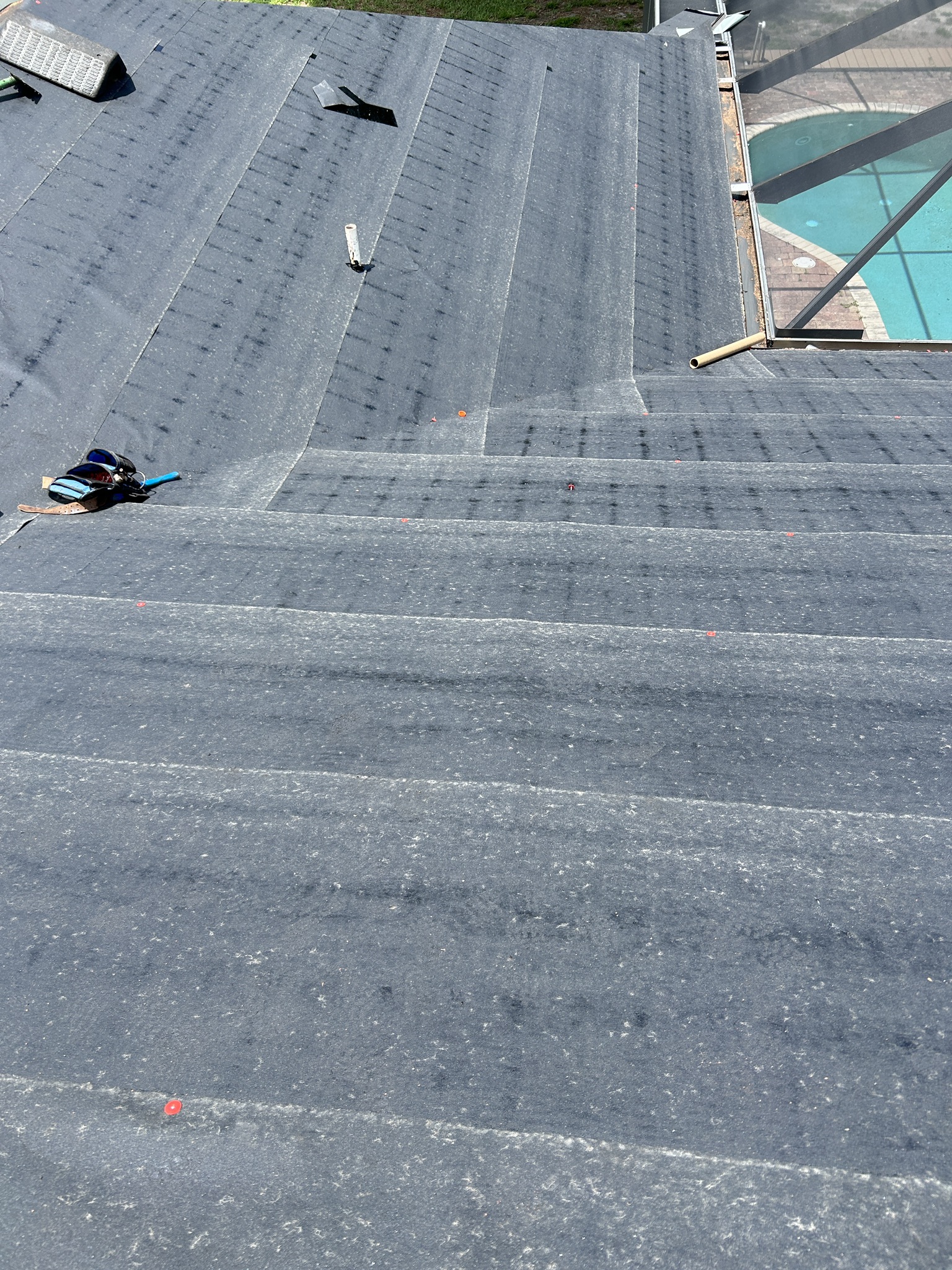 In progress shot of shingle roof replacement in Banyan Cove, Fort Myers