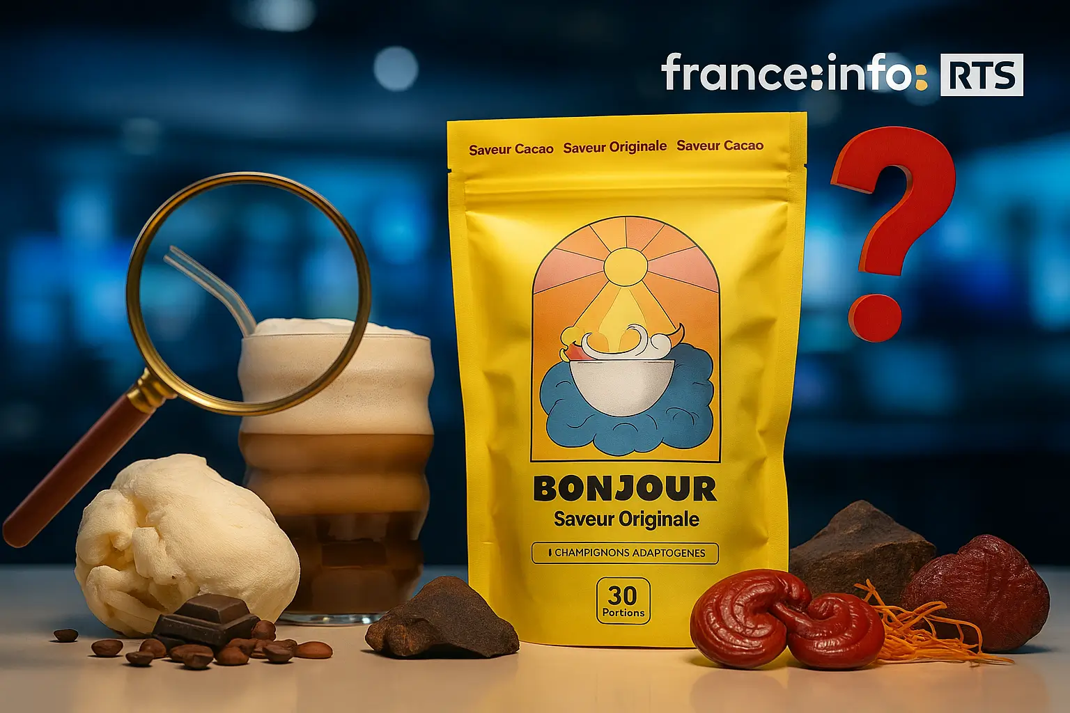 Bonjour Drink face aux médias : que disent Franceinfo et RTS sur les boissons aux champignons ?
