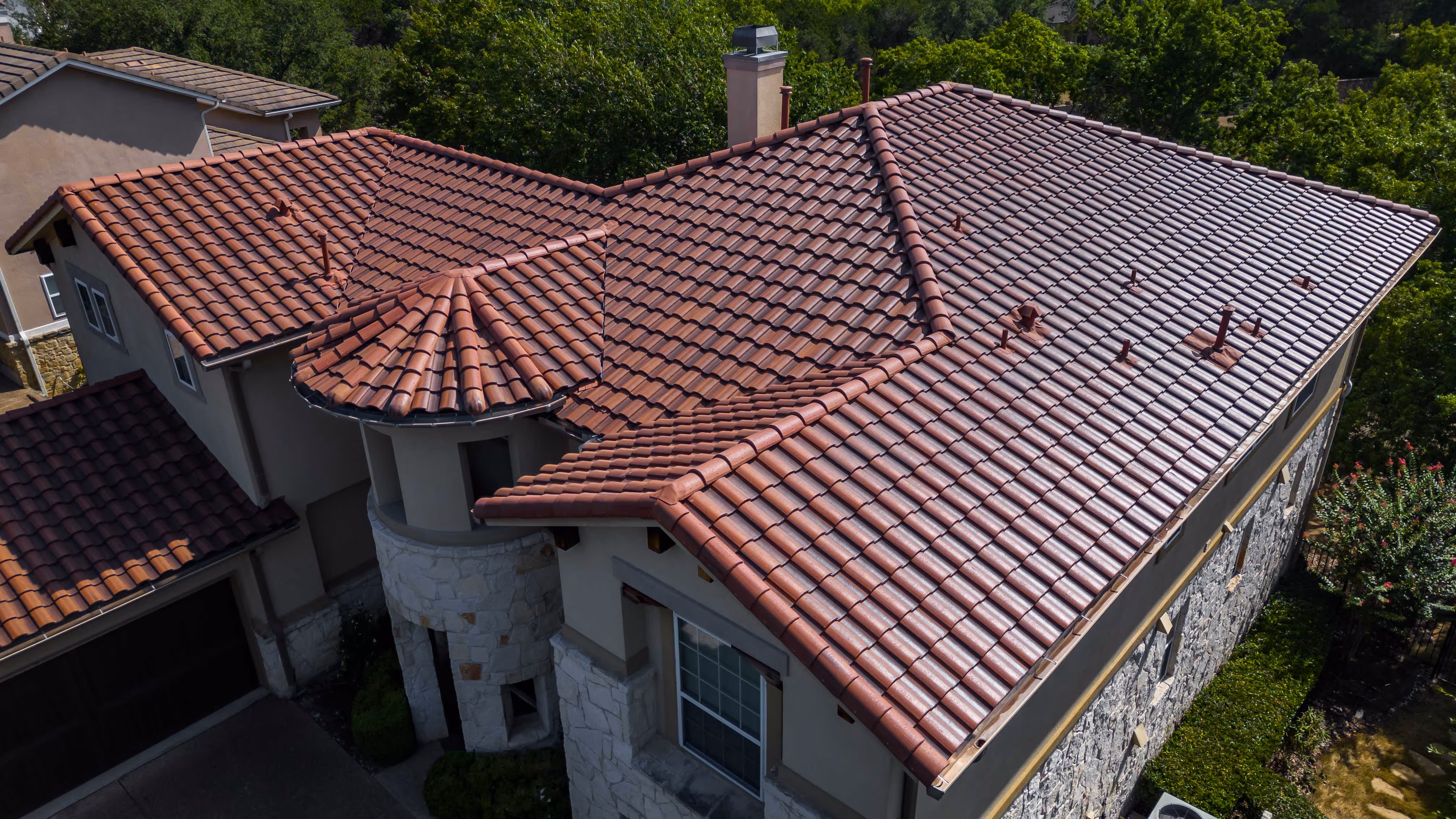 Terracotta clay tile roof. 