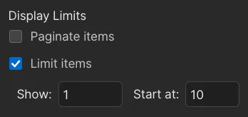 screenshot of the display limits UI in the Webflow designer