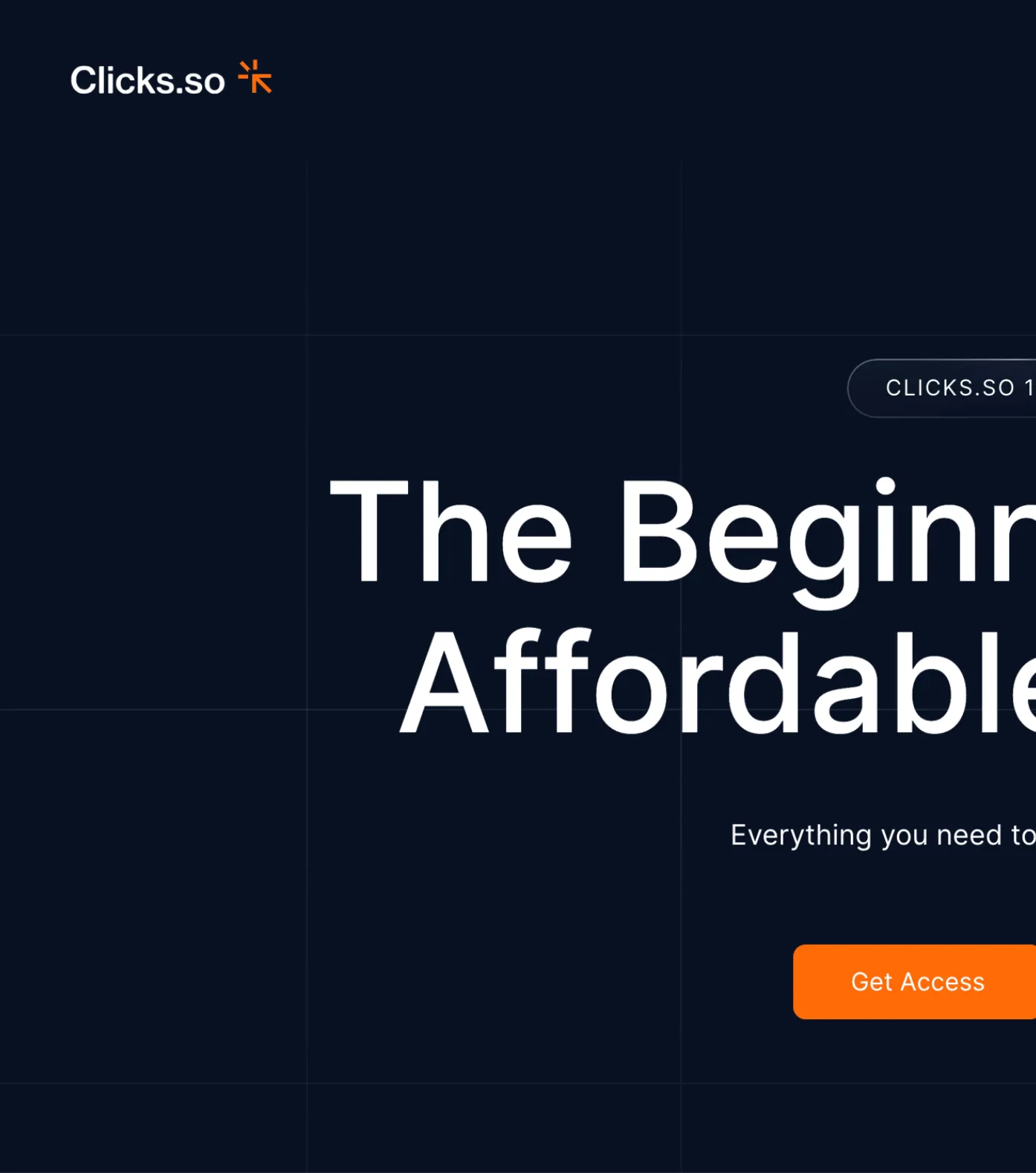 screenshot of clicks.so landing page