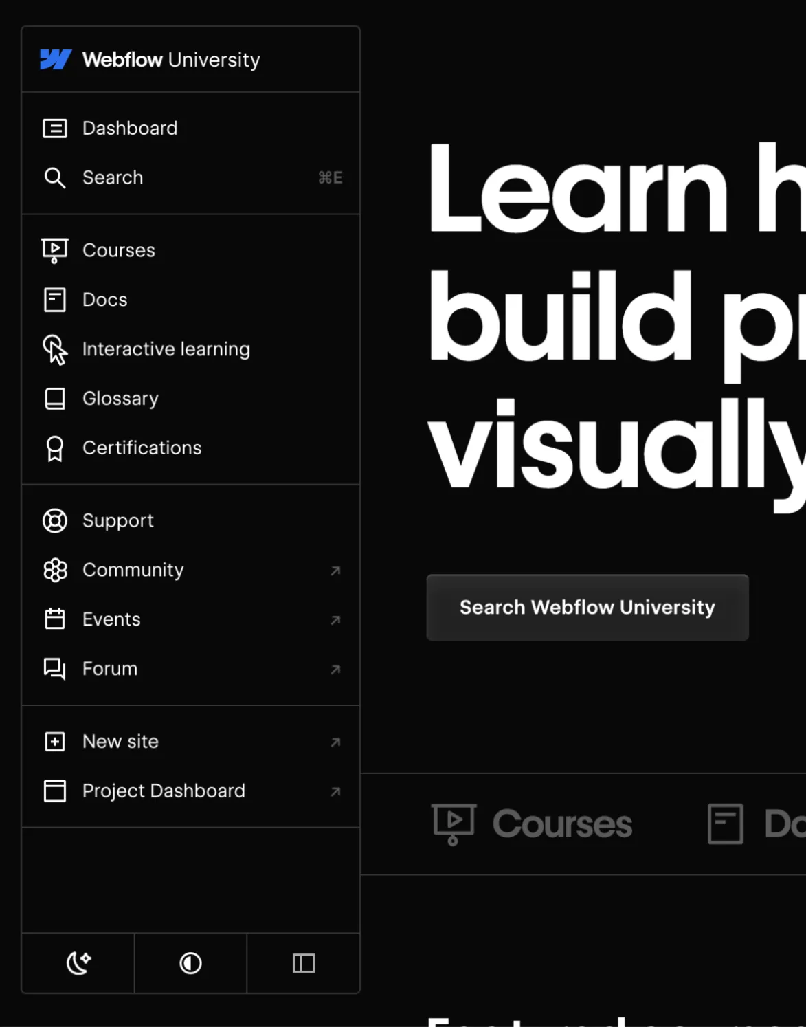 screenshot of webflow landing page