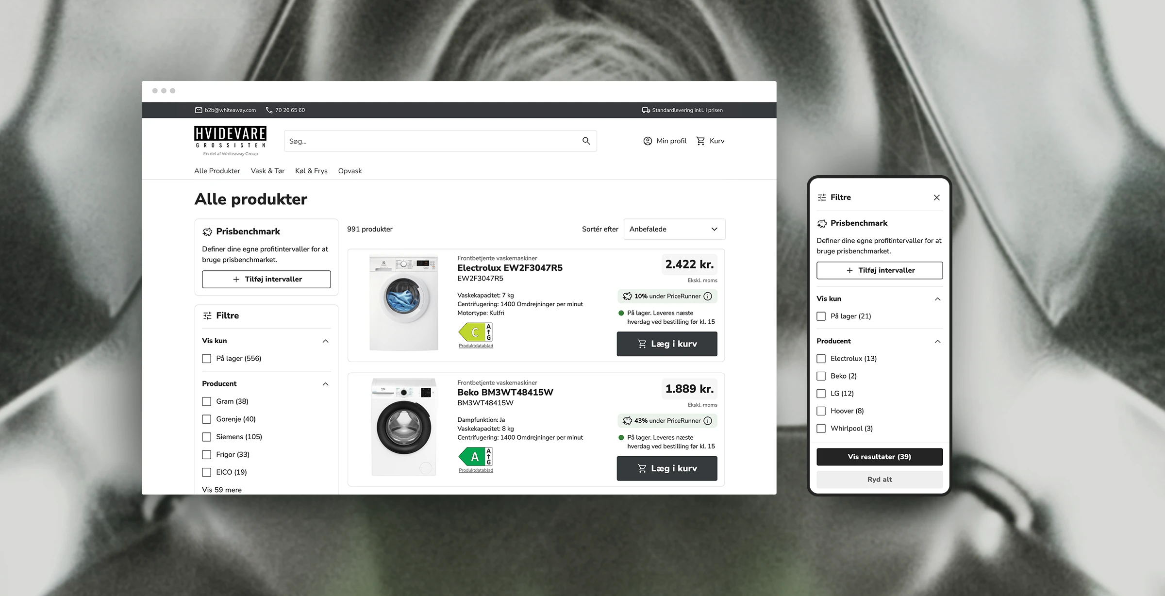 UI of Price benchmark on desktop and mobile.