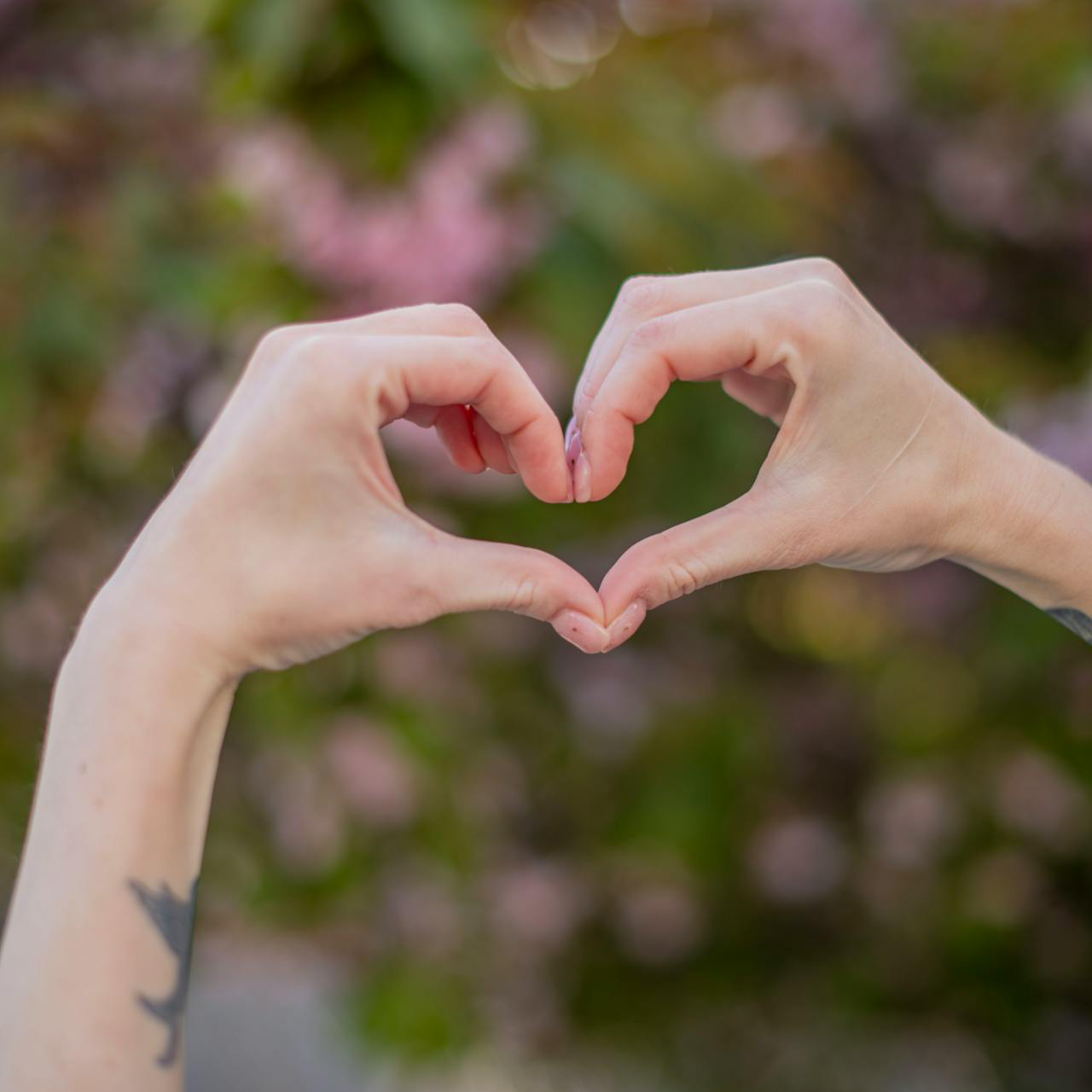 Someone using their hand to form the shape of a heart.