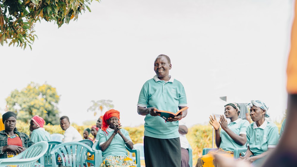 Agnes leading Bible Study with her savings group.