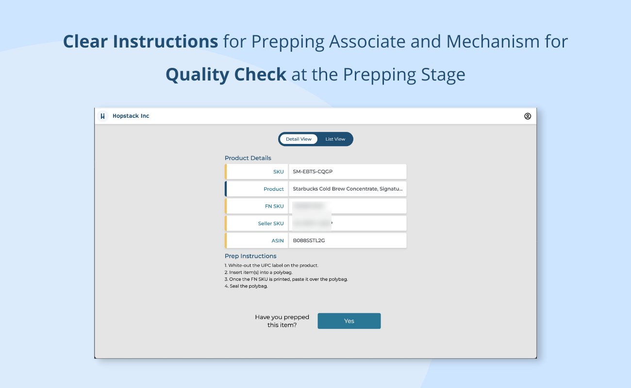 Quality Check at Prepping Stage