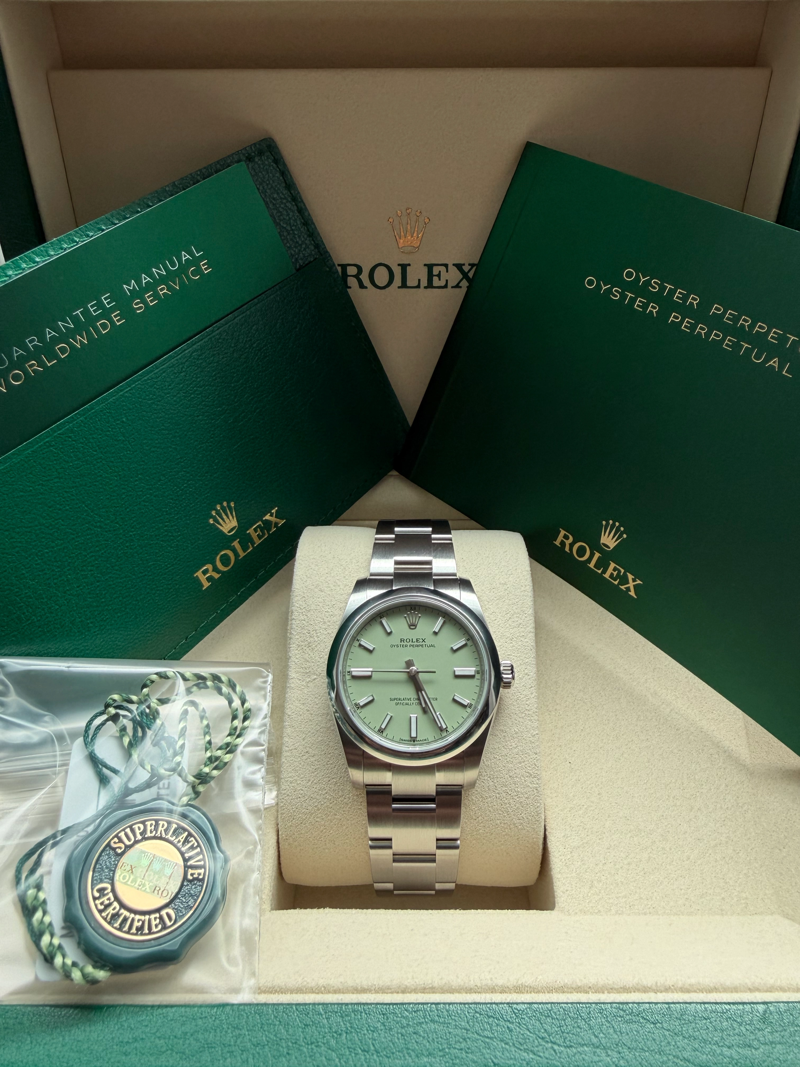 Rolex Oyster Perpetual, 124200, 34mm, Pistachio