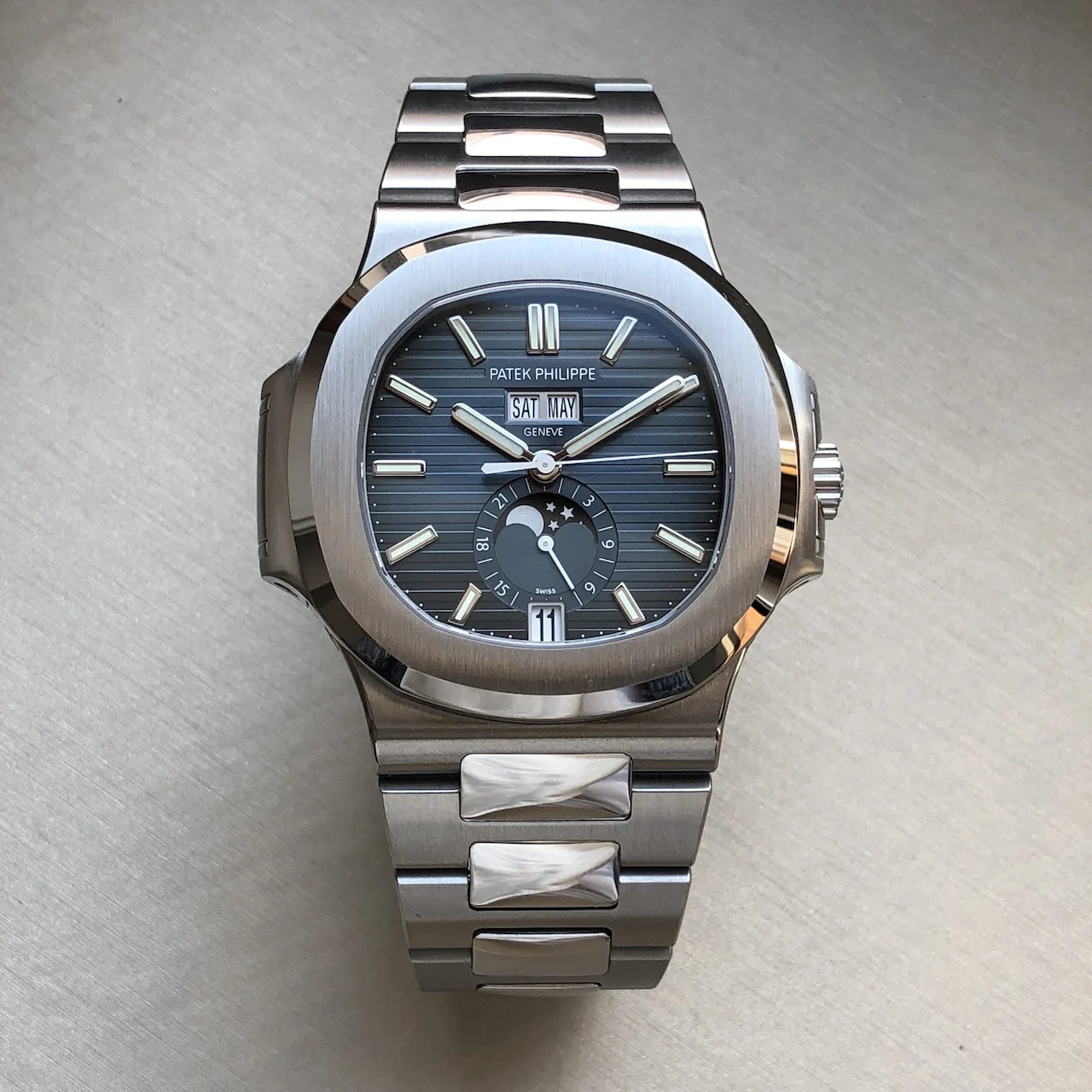 Patek Philippe Nautilus Annual Calendar, Stainless Steel, Blue Dial