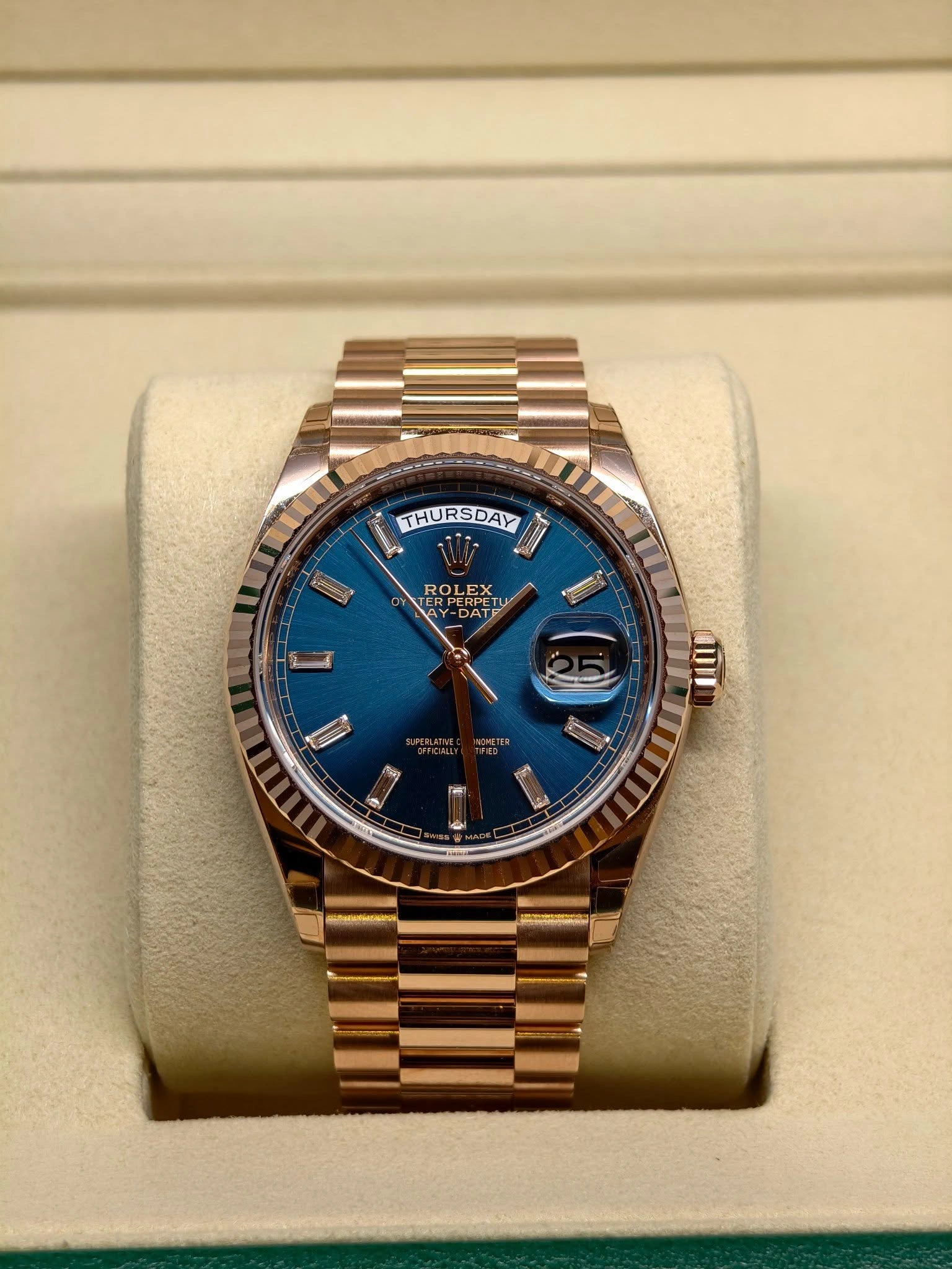 Rolex Day-Date 40, Ref. 128235 - Baguette Diamond Dial
