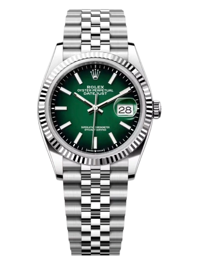Rolex Datejust 36 White Rolesor Green Ombré Dial