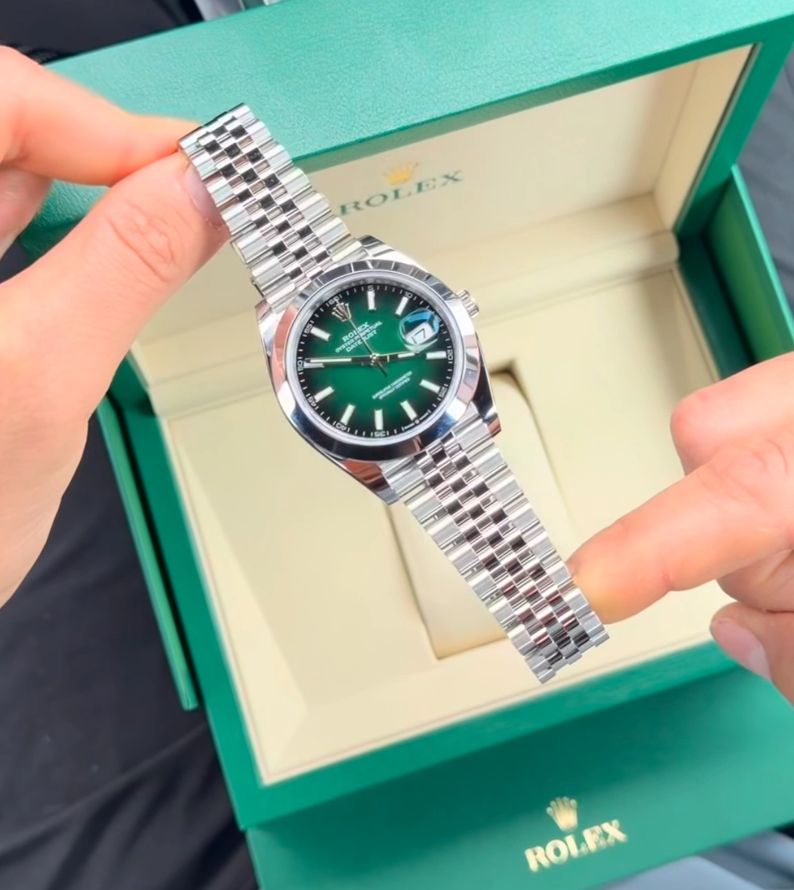 Rolex Datejust 36 White Rolesor Green Ombré Dial
