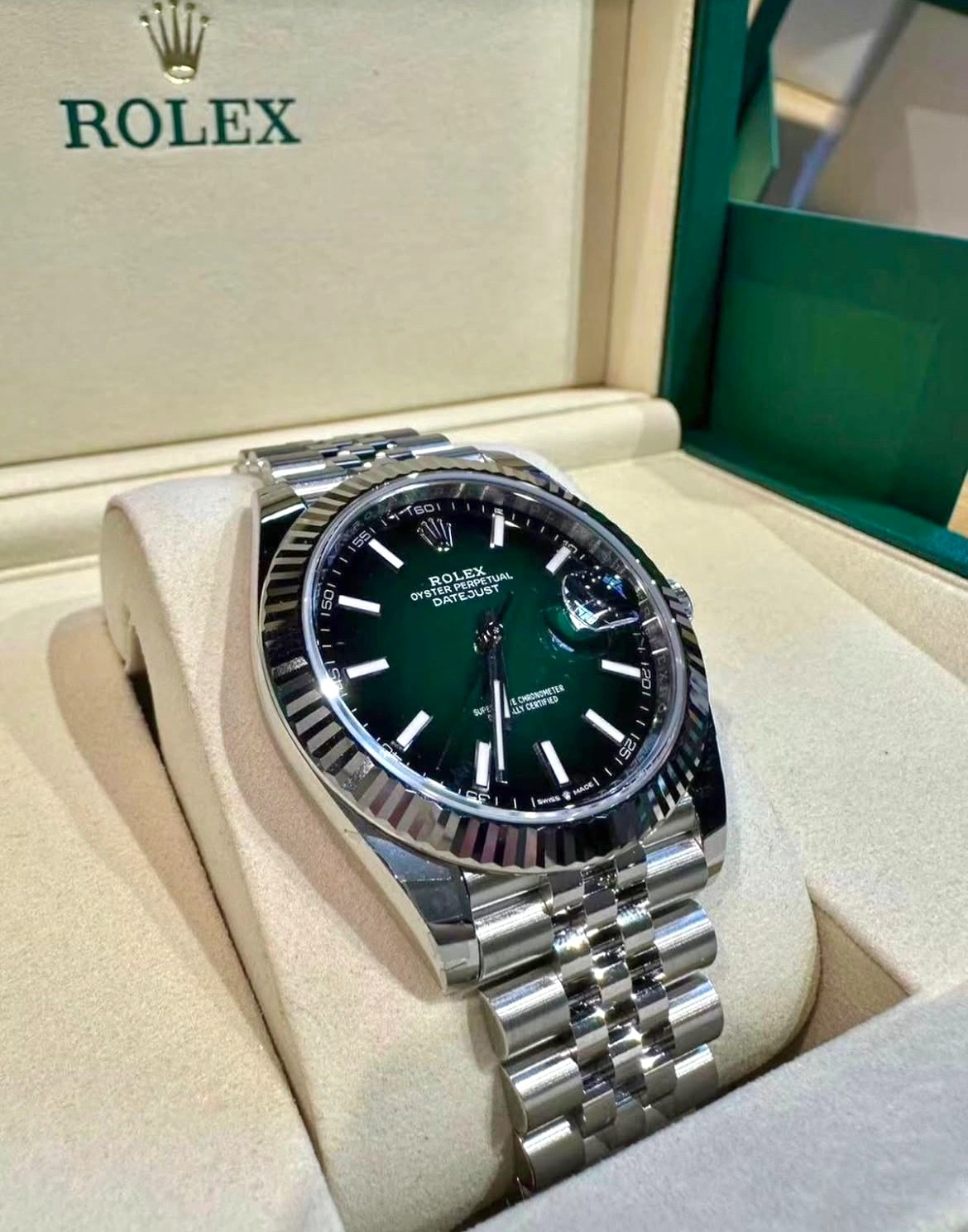 Rolex Datejust 36 White Rolesor Green Ombré Dial