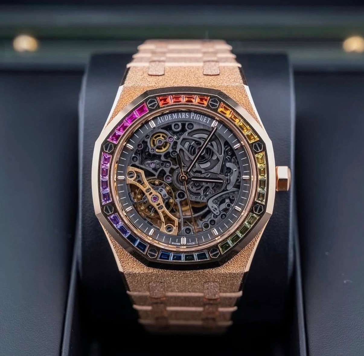 Audemars Piguet Royal Oak Double Balance Wheel Openworked Frosted Gold Rainbow, Ref. 15412BC.YG.1224BC.03 - Skeleton Dial