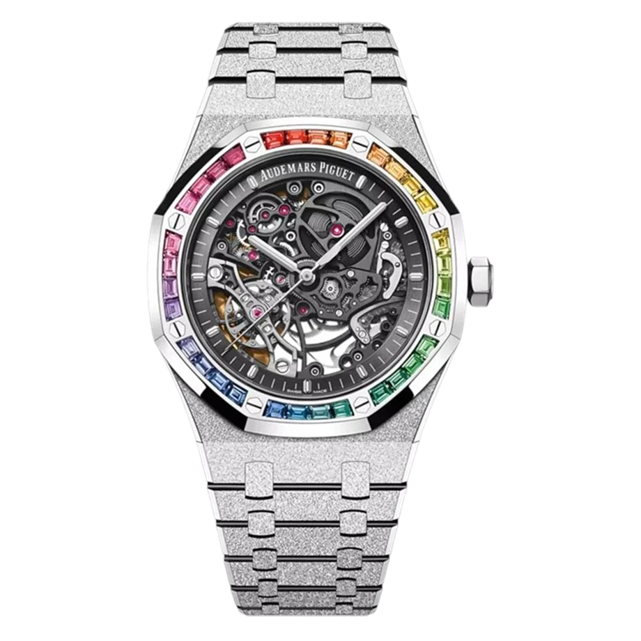 Audemars Piguet Royal Oak Double Balance Wheel Openworked Frosted Gold Rainbow, Ref. 15412BC.YG.1224BC.03 - Skeleton Dial