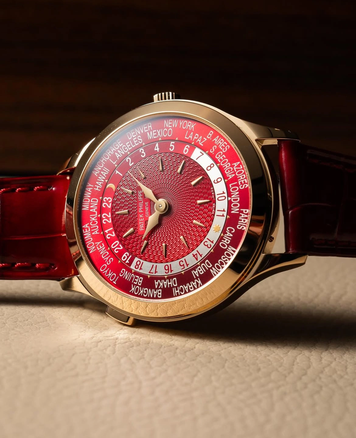 Patek Philippe World Time, Ref. 7129J-001 - Carmine Red Dial