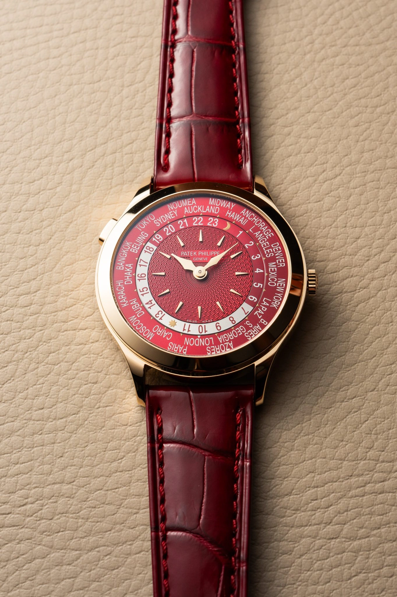 Patek Philippe World Time, Ref. 7129J-001 - Carmine Red Dial