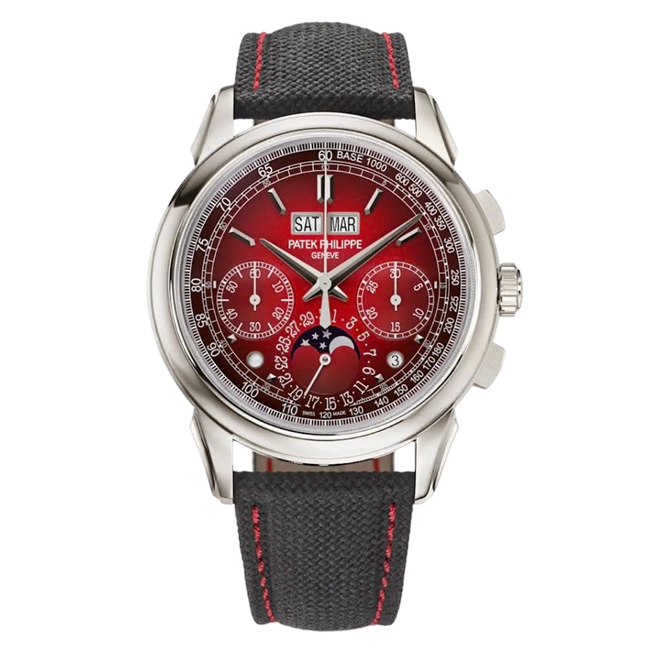 Studio product photo of the Patek Philippe Grand Complications Perpetual Calendar Chronograph, Ref. 5270P-017, on a plain background