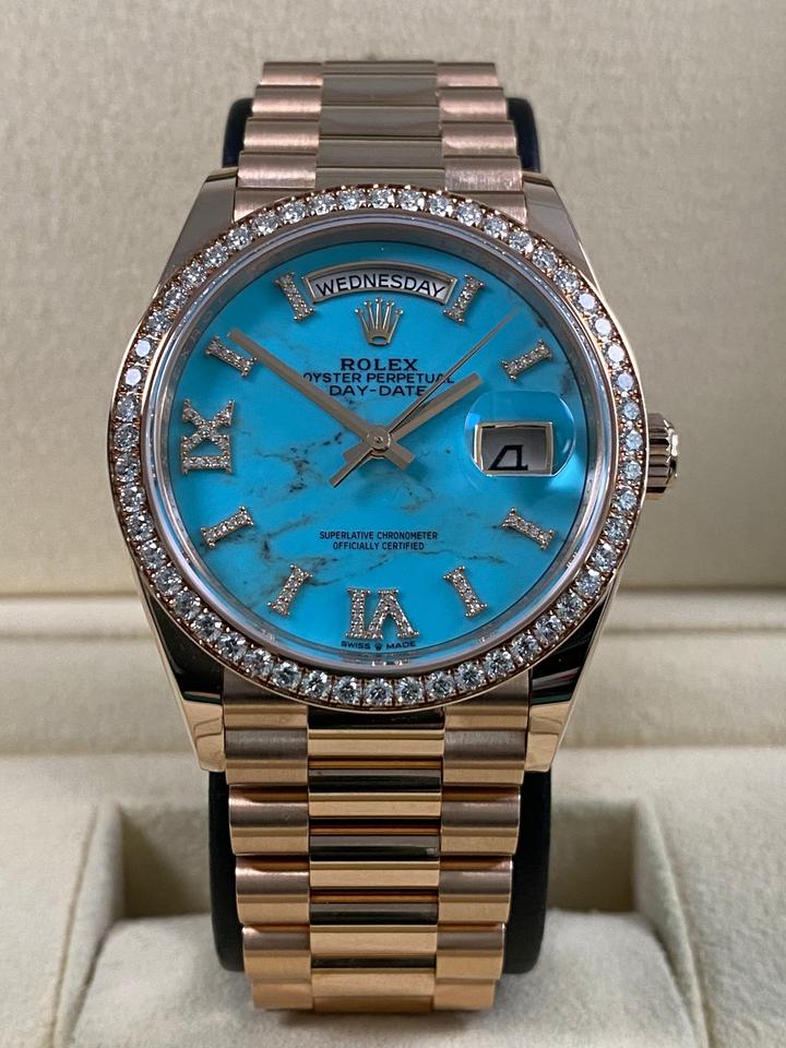 Rolex Day-Date 36 128345RBR Turquoise Diamond Roman Dial
