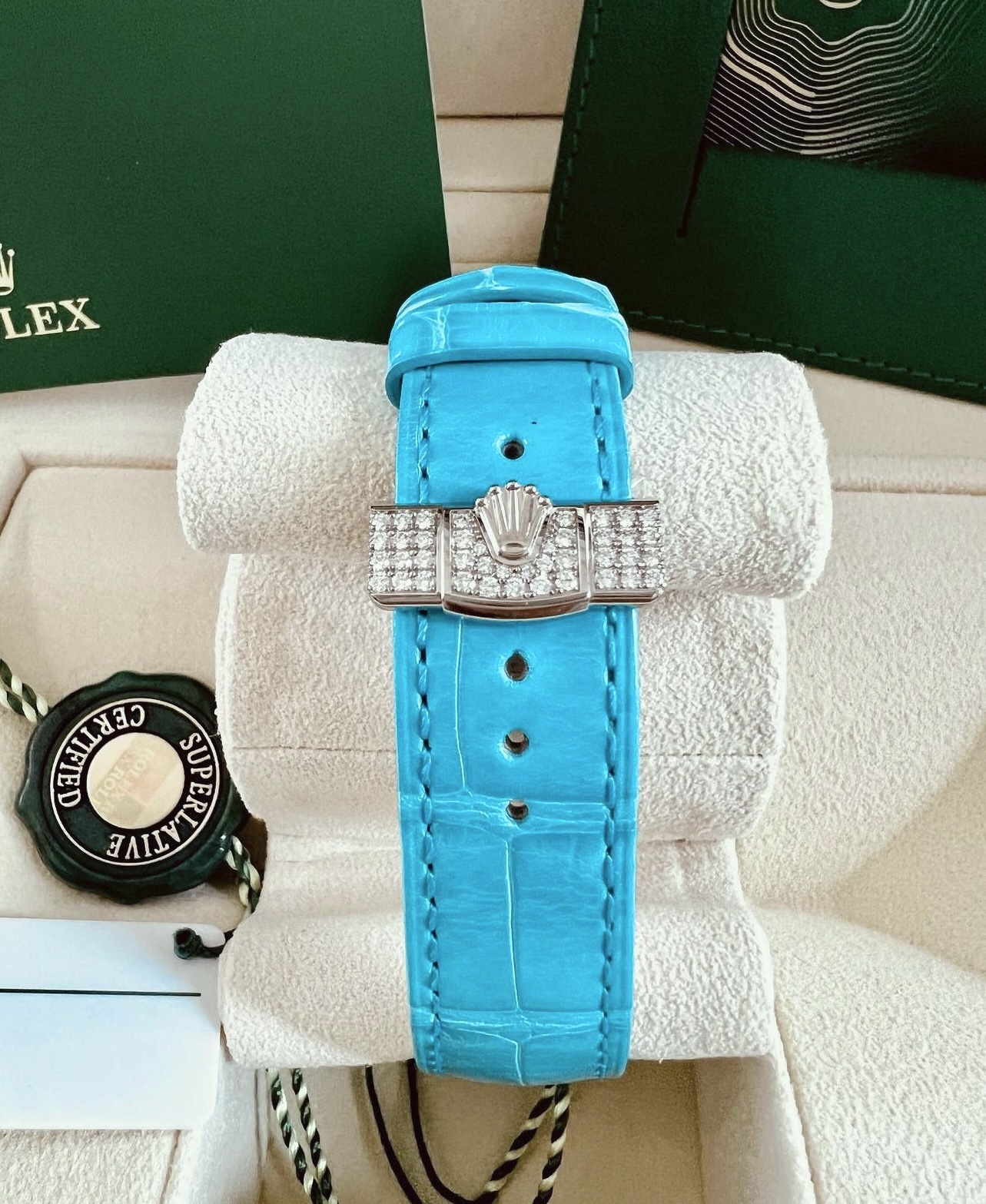 Rolex Day-Date 36 128159RBR Diamond Pavé Turquoise