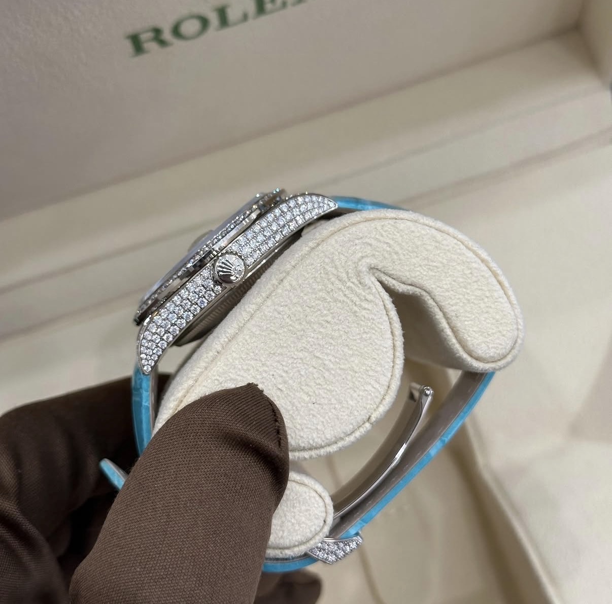 Rolex Day-Date 36 128159RBR Diamond Pavé Turquoise