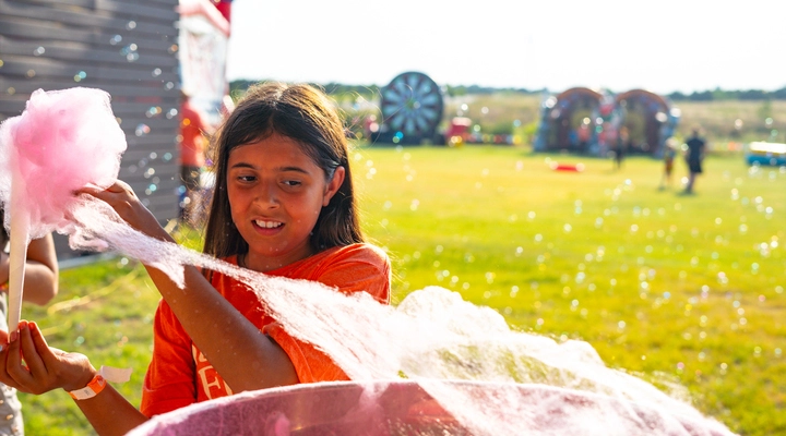 Cotton candy machine rental at a birthday party.