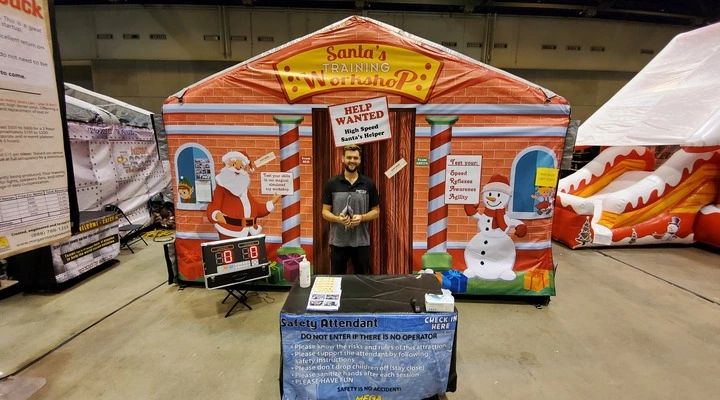 Freedom Fun USA Santa's Workshop holiday rental delivered and set up.
