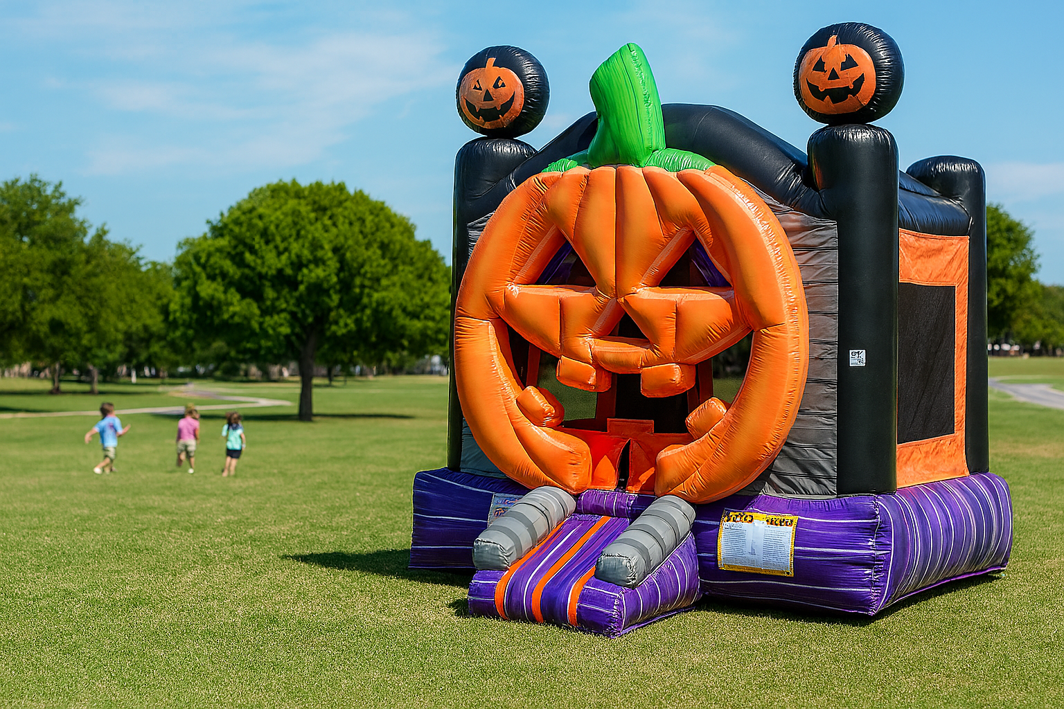 We have spooky pumpkin halloween house rentals for your next party in Austin, TX and surrounding areas. Perfect for a bounce house birthday party or school event.