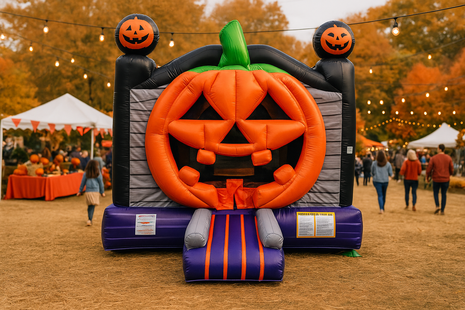 Rent a pumpkin halloween bounce house today with Freedom Fun USA in Austin, TX and surrounding areas. Perfect for a bounce house birthday party or school event.