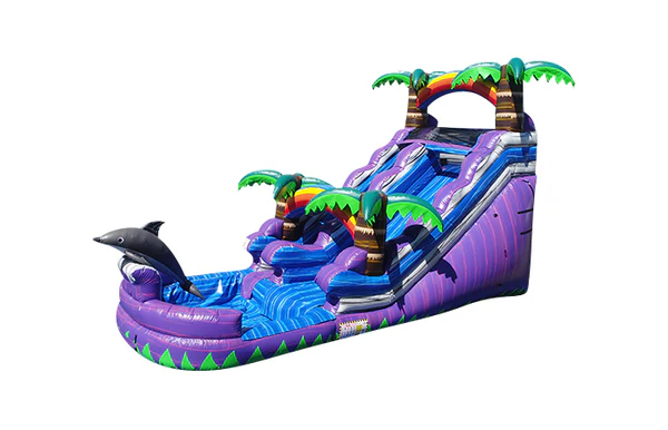 Waterslide rental setup outdoors on the grass