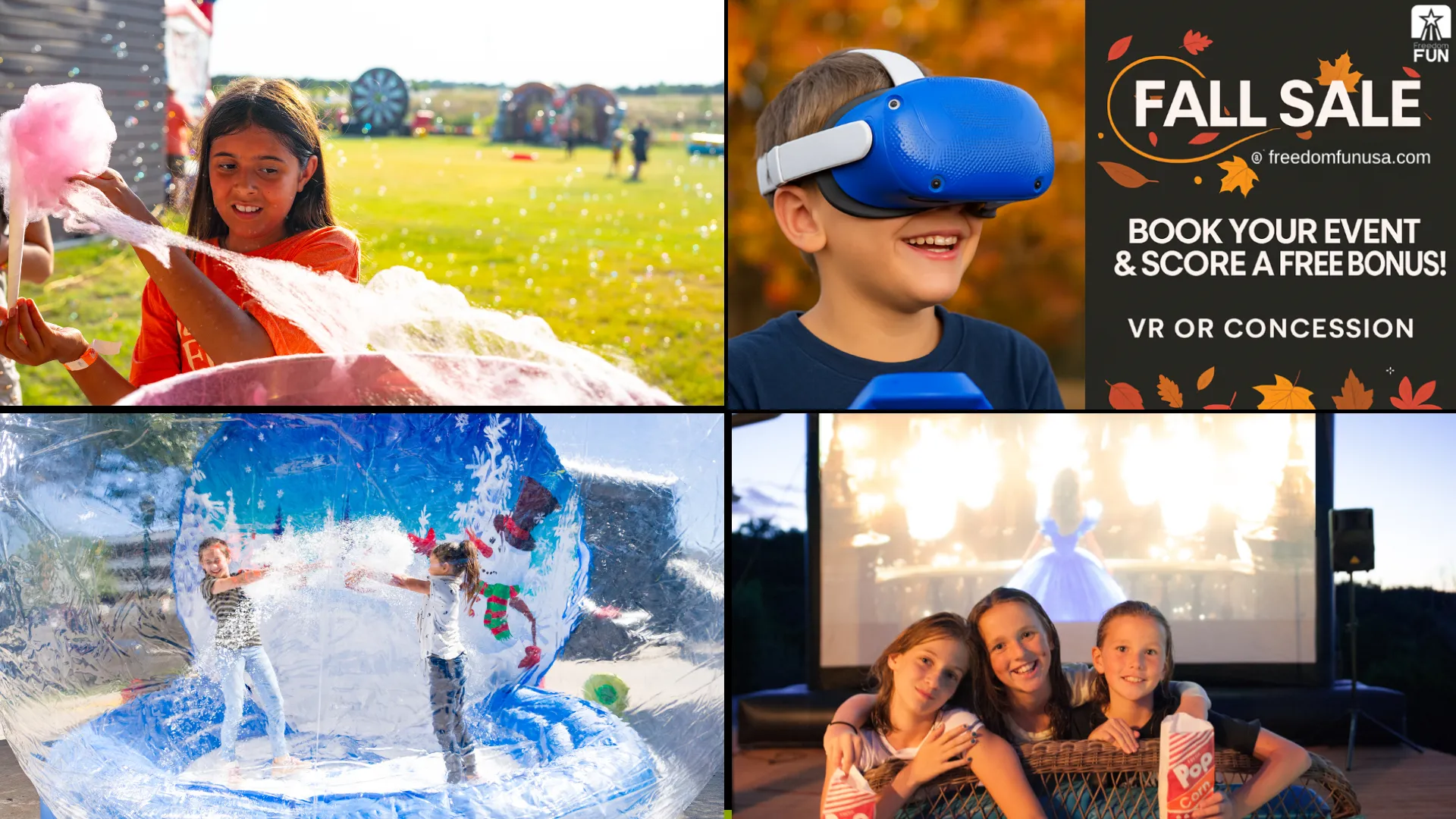 A fun party hosted by Freedom Fun USA that shows people having fun at a birthday party.