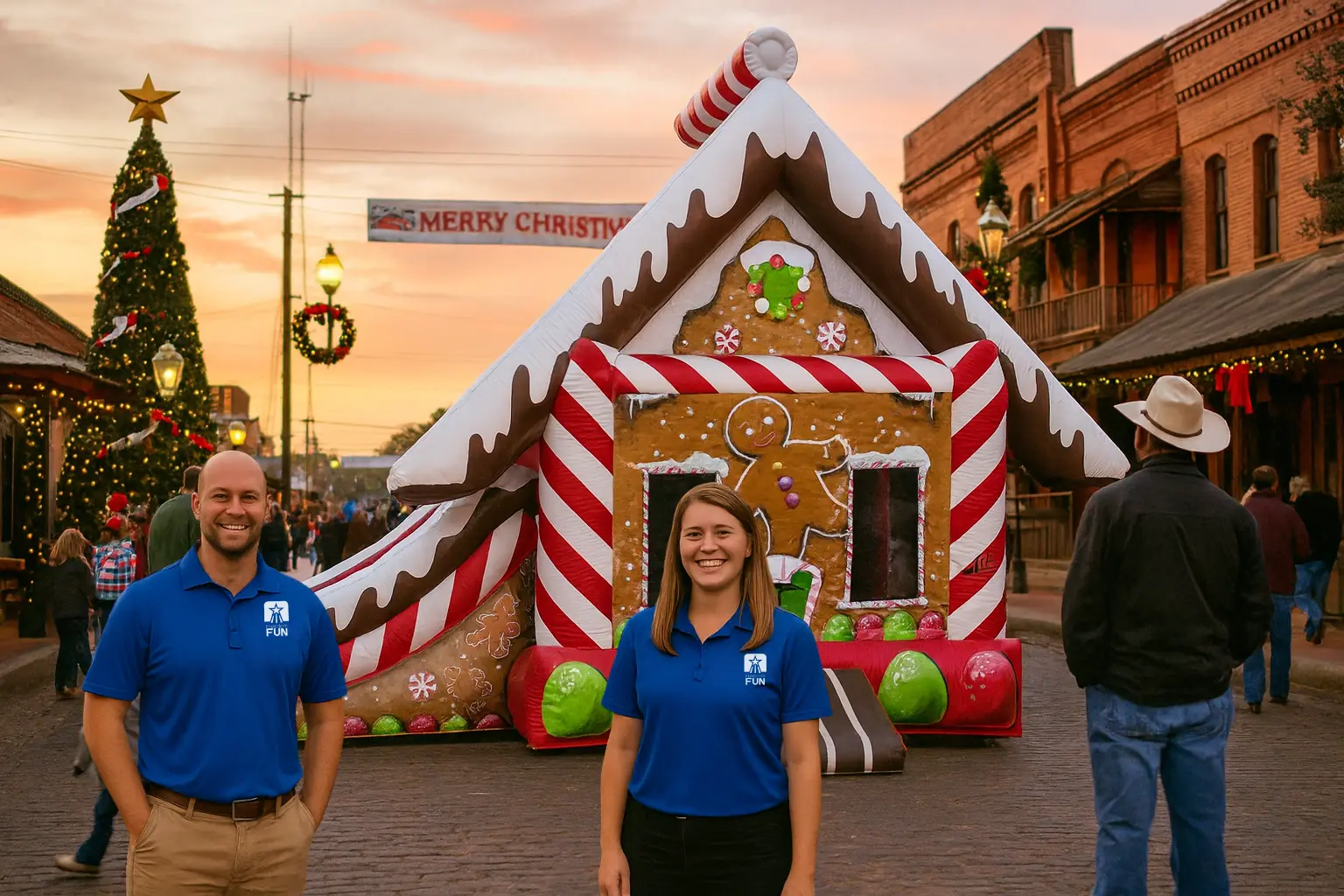 School event using the christmas themed inflatable rental