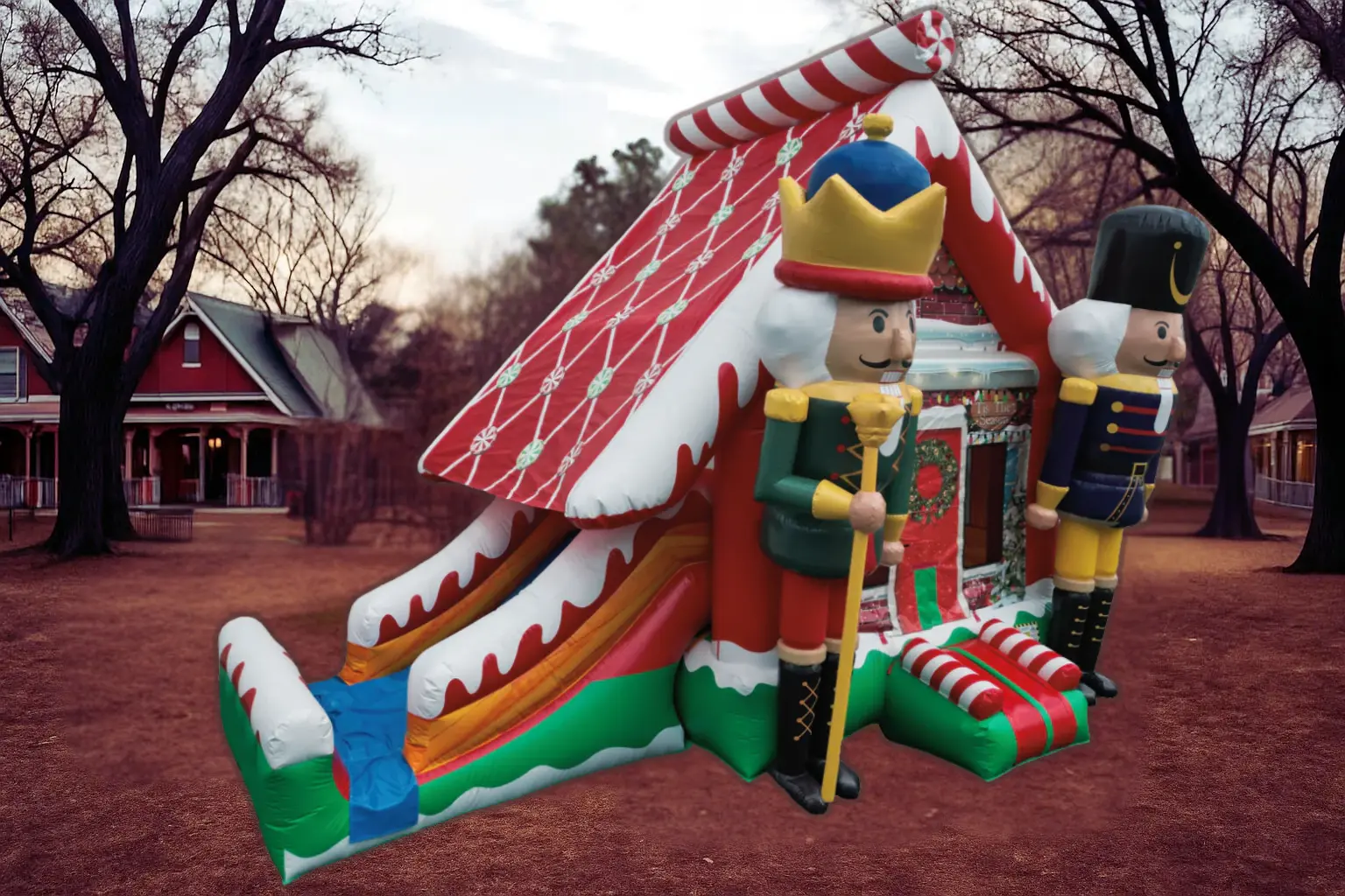 School event using the christmas themed nutcracker inflatable rental