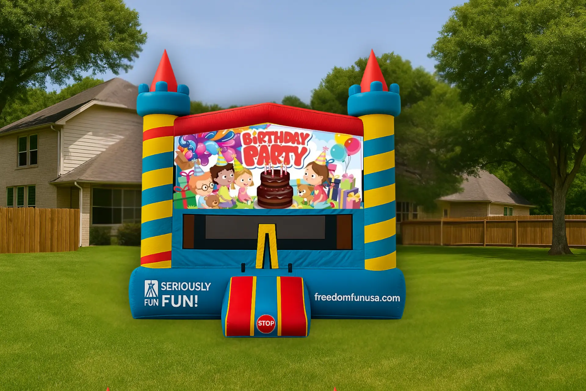 We have bouncy house rentals for your next party. Perfect for a bounce house birthday party or school event.